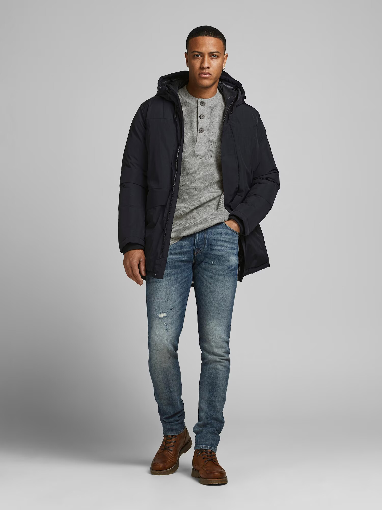 JACK & JONES Pulover 'Clark' gri - Pled.ro