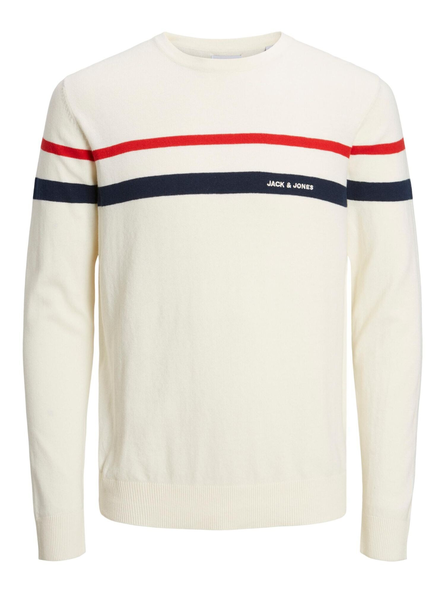 JACK & JONES Pulover 'Emil' crem / albastru noapte / roșu - Pled.ro