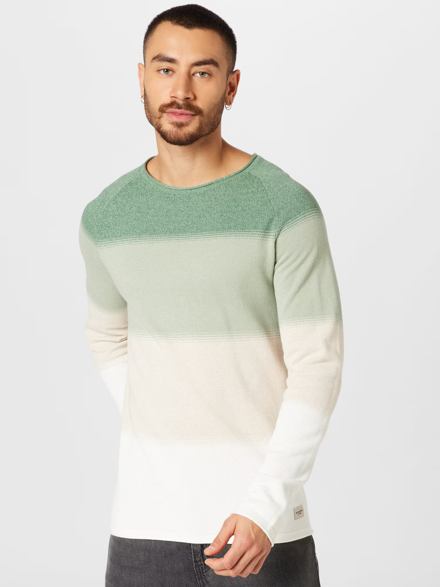 JACK & JONES Pulover 'Hill' bej / verde / verde mentă / alb - Pled.ro