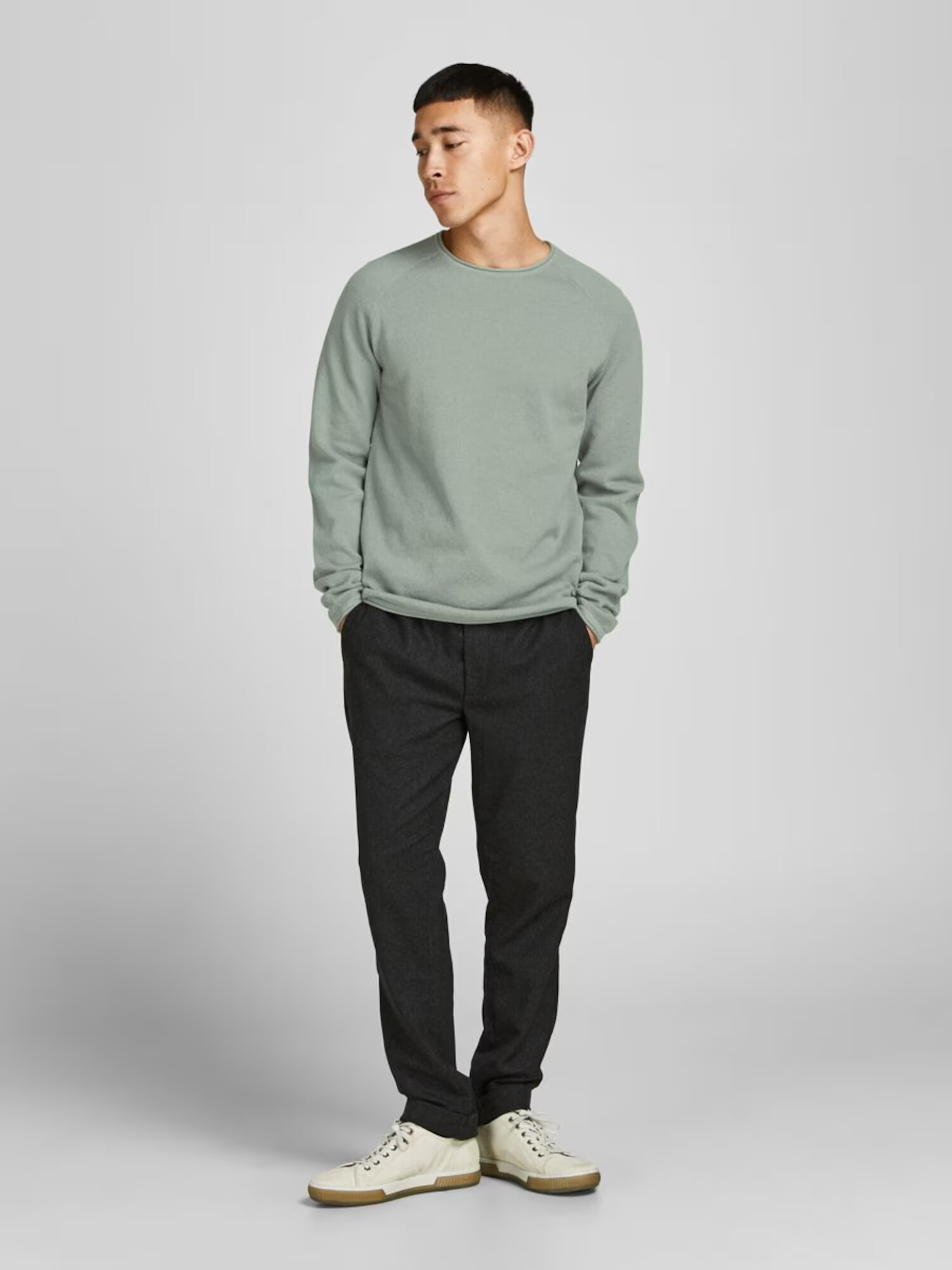 JACK & JONES Pulover 'Hill' gri / negru / alb - Pled.ro