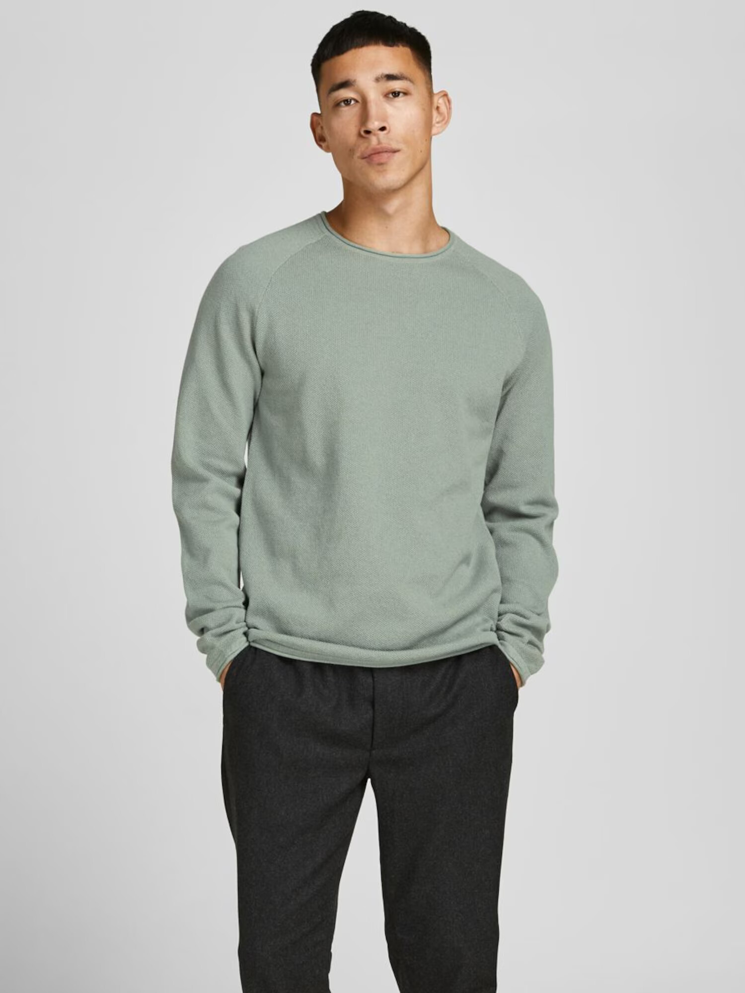 JACK & JONES Pulover 'Hill' gri / negru / alb - Pled.ro