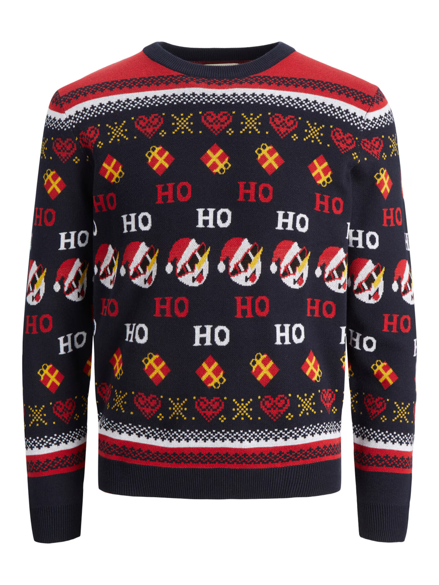 JACK & JONES Pulover 'Hoho' albastru noapte / galben / roșu / alb - Pled.ro