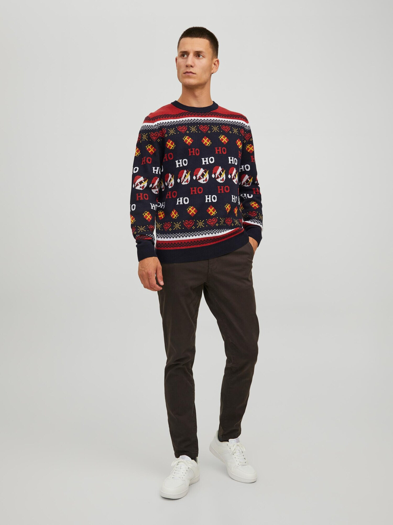 JACK & JONES Pulover 'Hoho' albastru noapte / galben / roșu / alb - Pled.ro