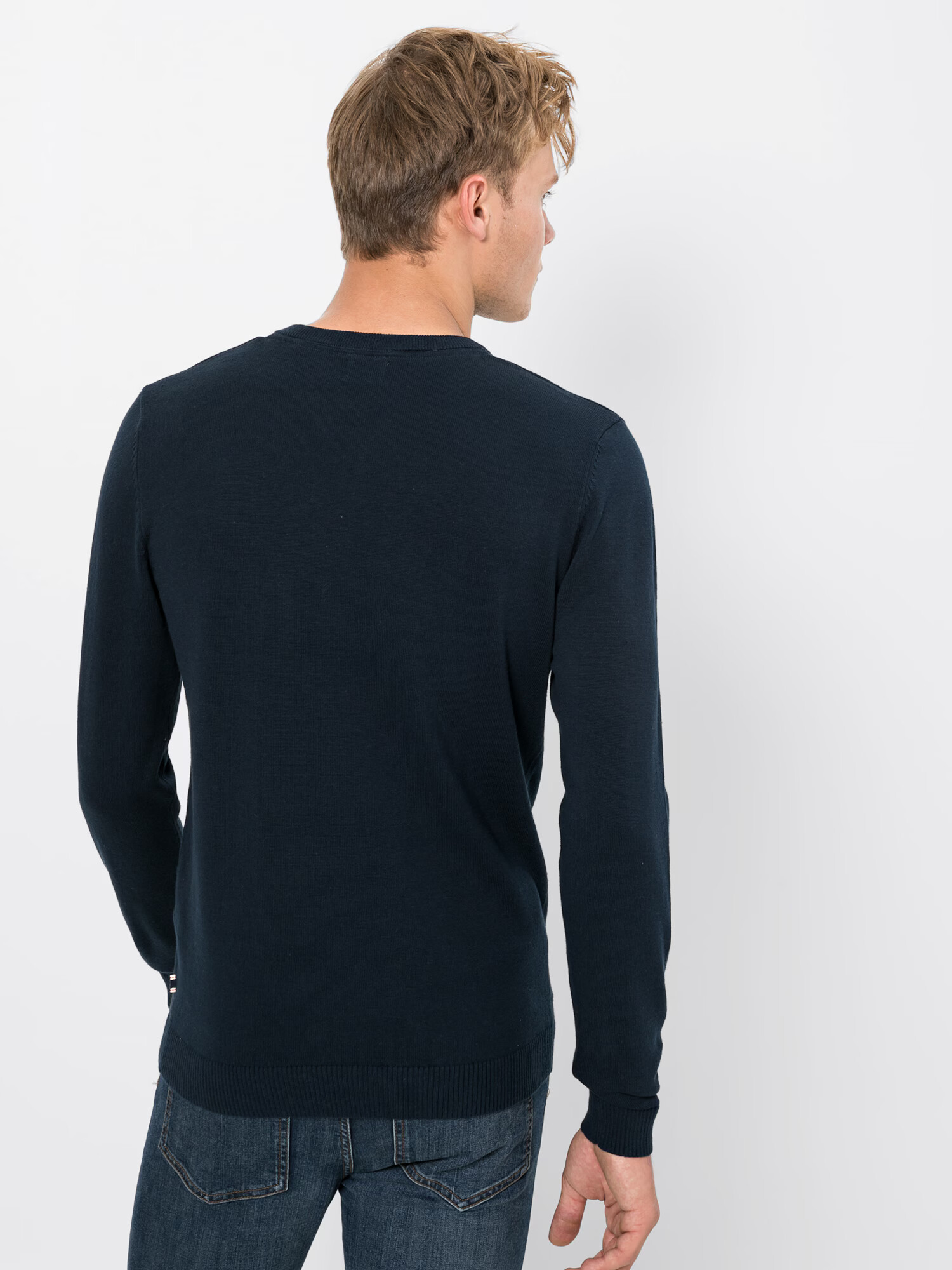 JACK & JONES Pulover 'JJEBASIC KNIT V-NECK' albastru noapte - Pled.ro