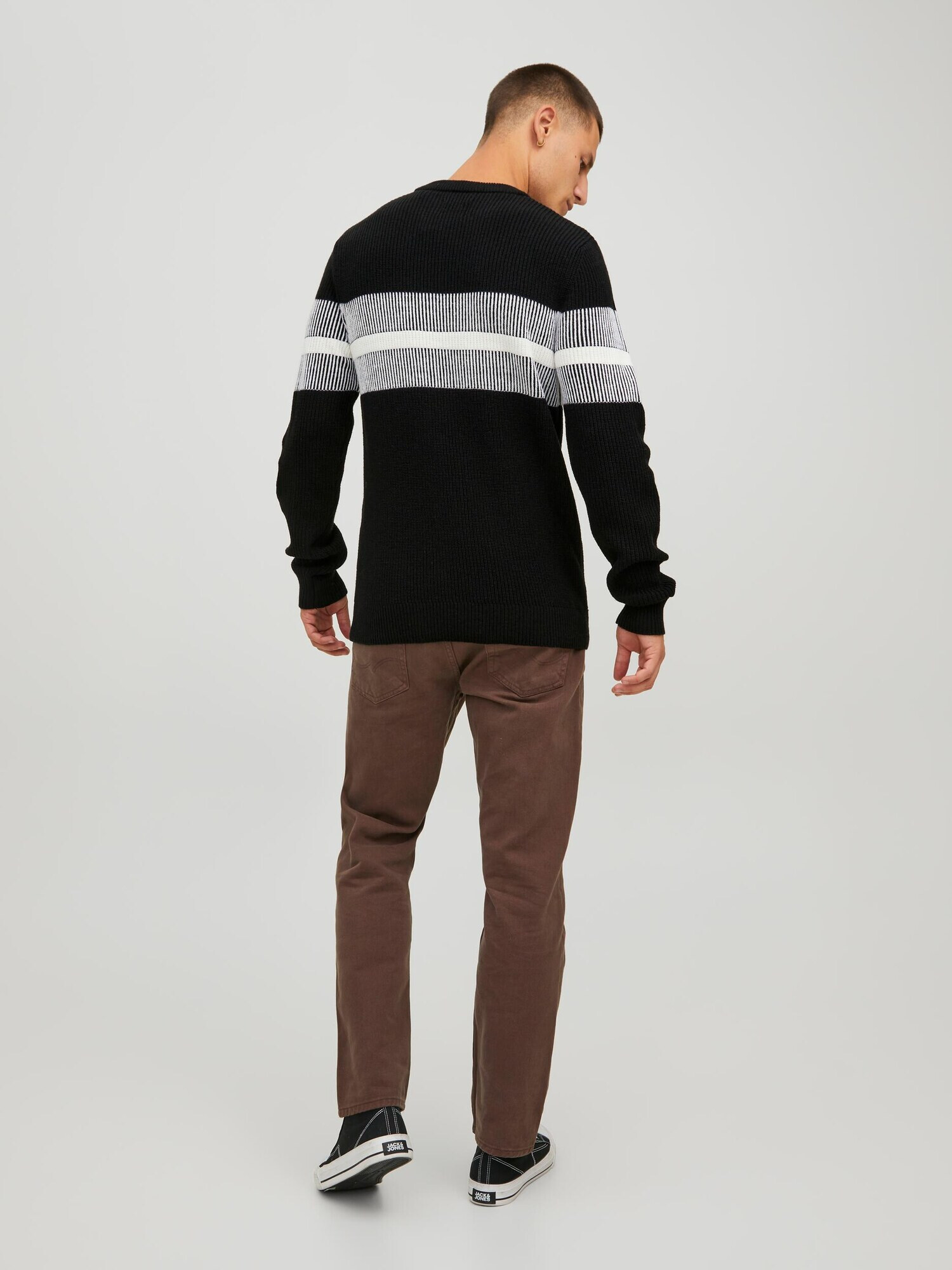 JACK & JONES Pulover 'KELVIN' negru / alb - Pled.ro