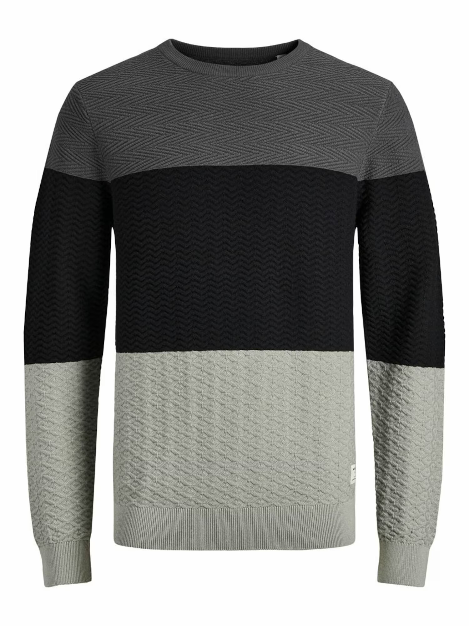 JACK & JONES Pulover 'Lawson' gri / gri deschis / negru - Pled.ro