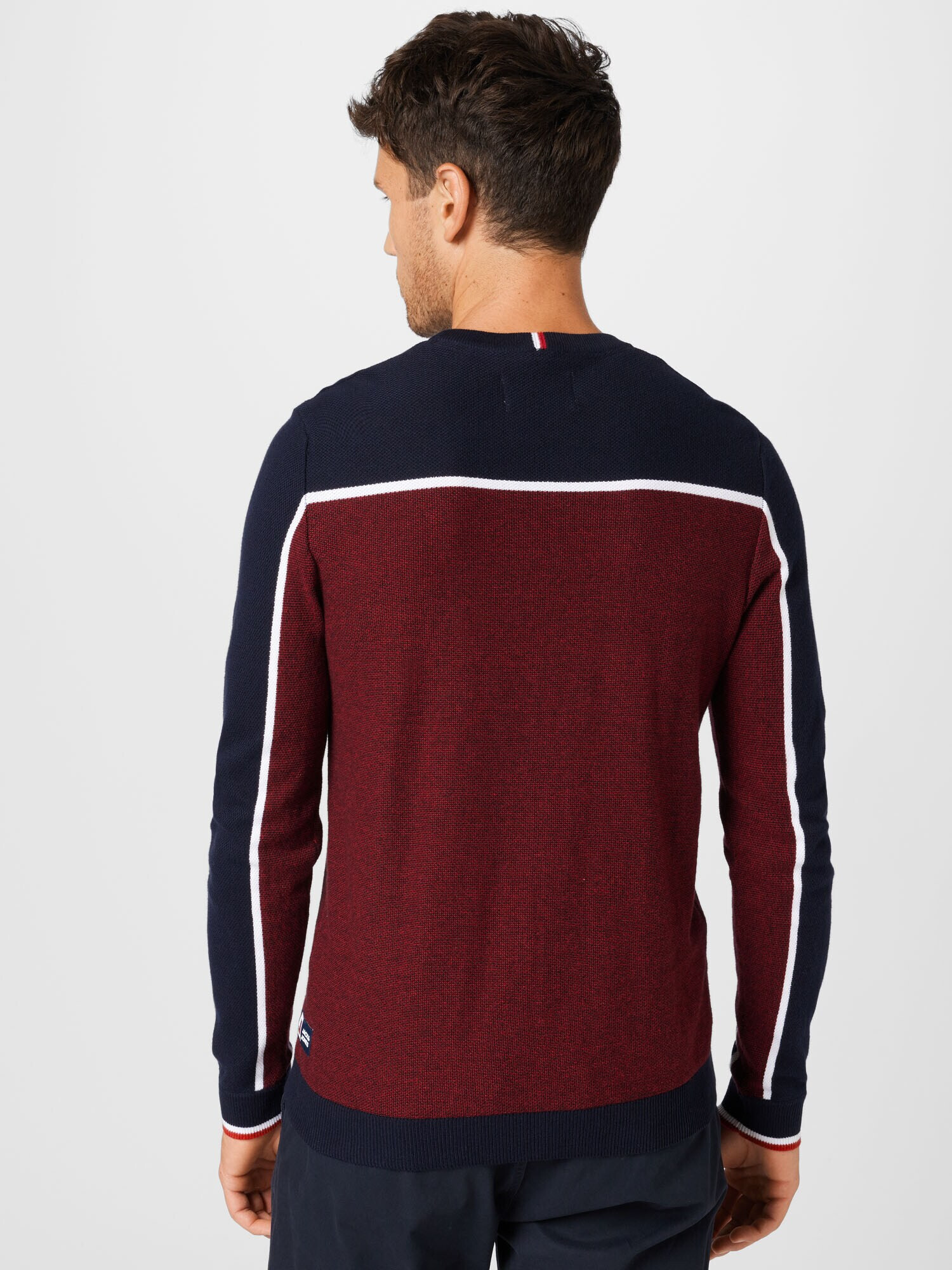 JACK & JONES Pulover 'LOGAN' bleumarin / roșu bordeaux / alb - Pled.ro