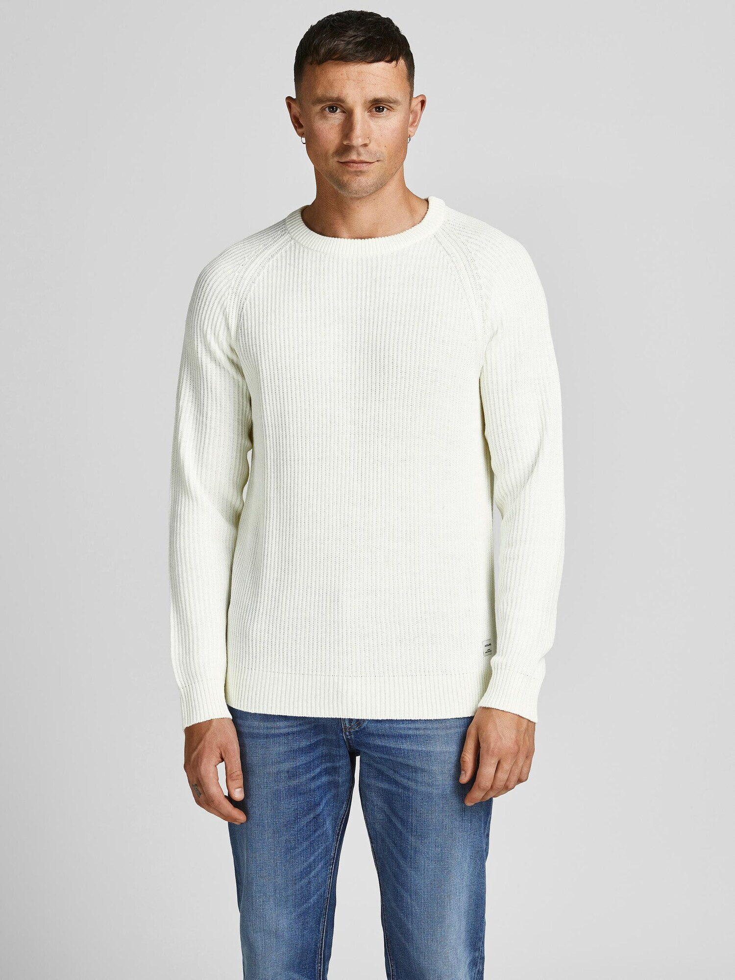 JACK & JONES Pulover 'Pannel' alb - Pled.ro