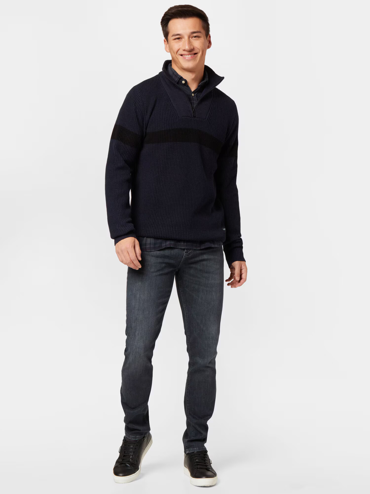 JACK & JONES Pulover 'PAUL' bleumarin / negru - Pled.ro