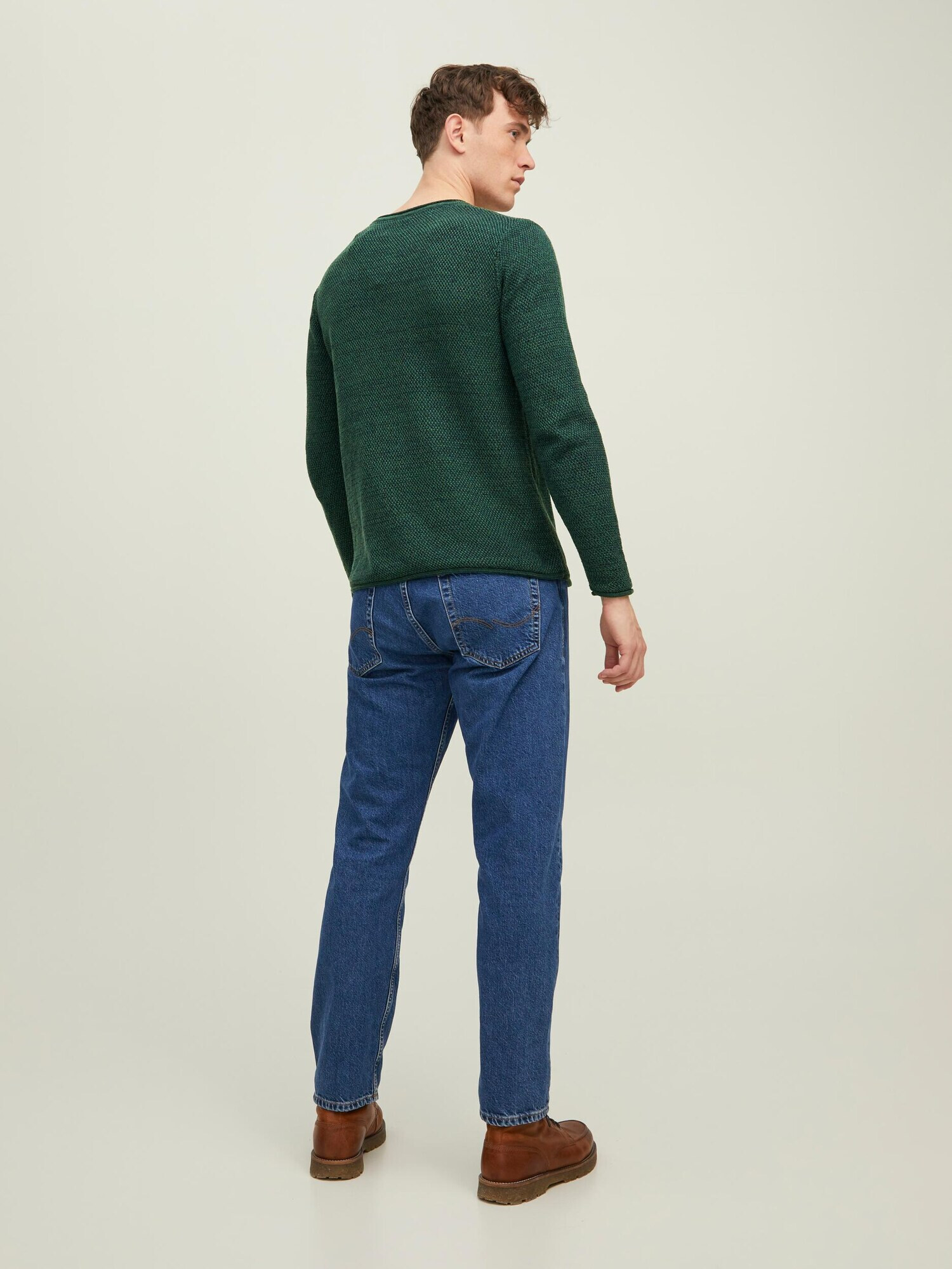 JACK & JONES Pulover 'Paul Tons' verde închis / alb - Pled.ro