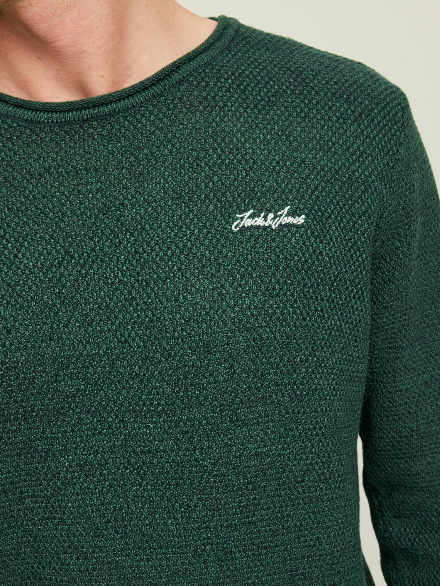 JACK & JONES Pulover 'Paul Tons' verde închis / alb - Pled.ro