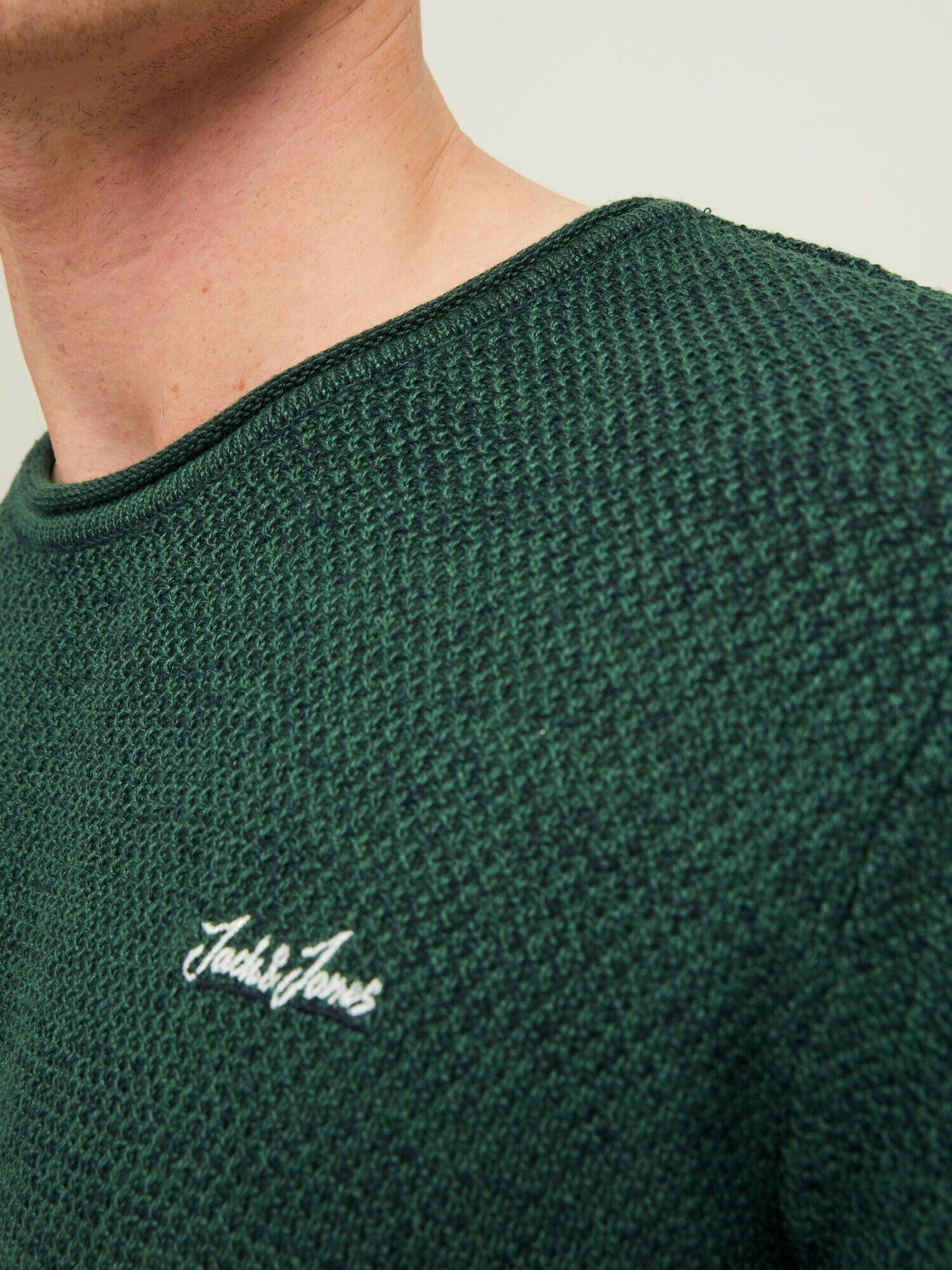 JACK & JONES Pulover 'Paul Tons' verde închis / alb - Pled.ro