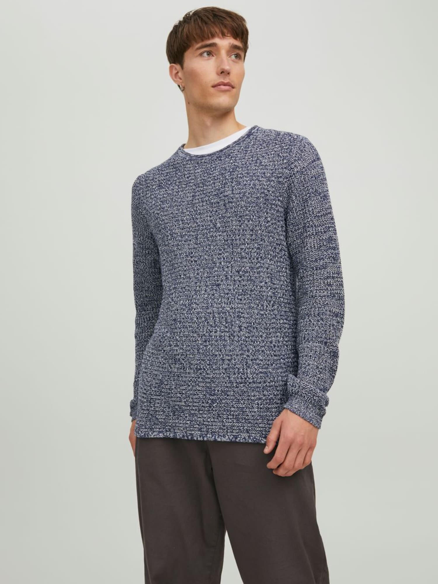 JACK & JONES Pulover 'Phil' bleumarin / alb - Pled.ro