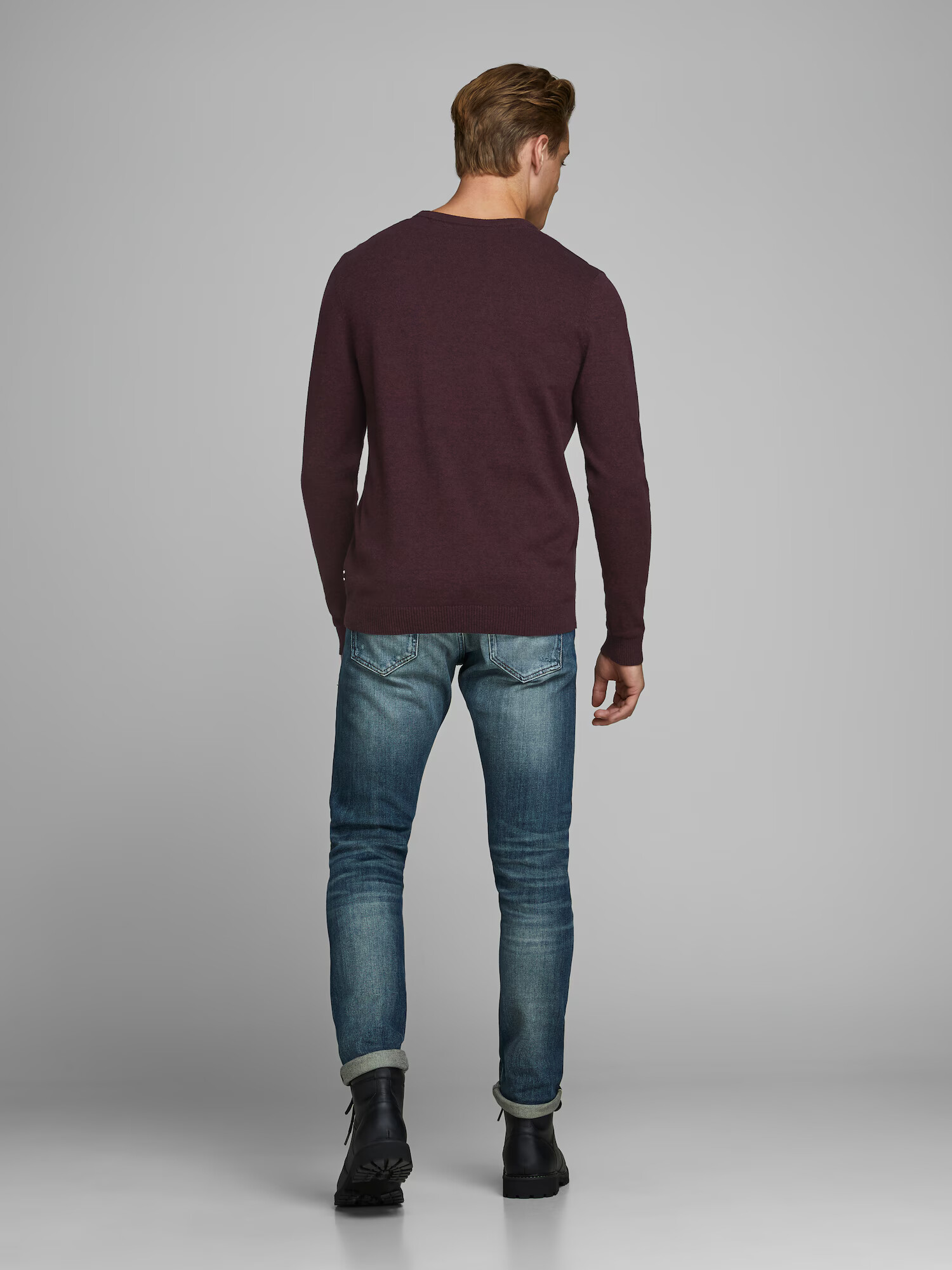 JACK & JONES Pulover roșu burgundy / negru - Pled.ro