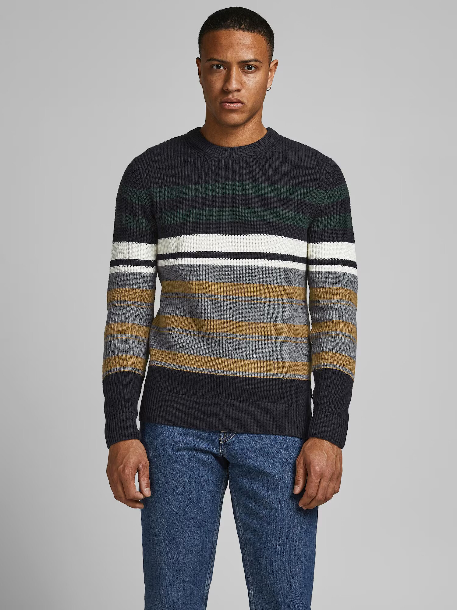 JACK & JONES Pulover șamoa / bleumarin / verde închis - Pled.ro