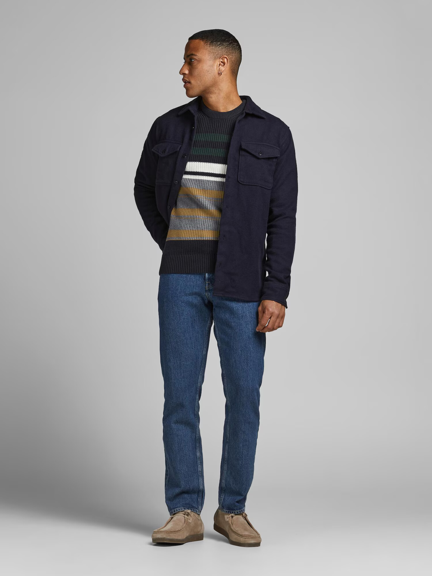 JACK & JONES Pulover șamoa / bleumarin / verde închis - Pled.ro