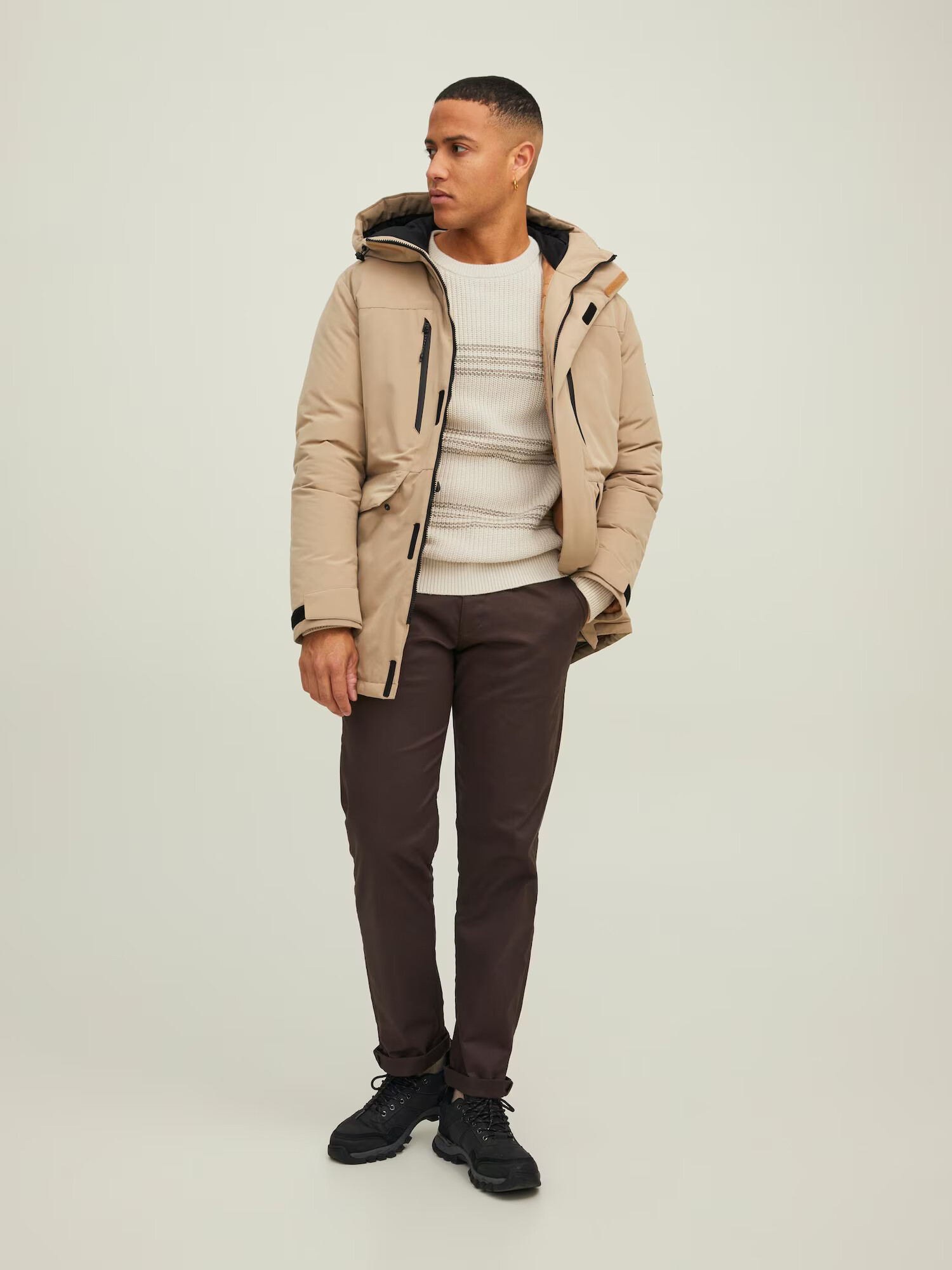 JACK & JONES Pulover 'SPORTY' bej / maro - Pled.ro