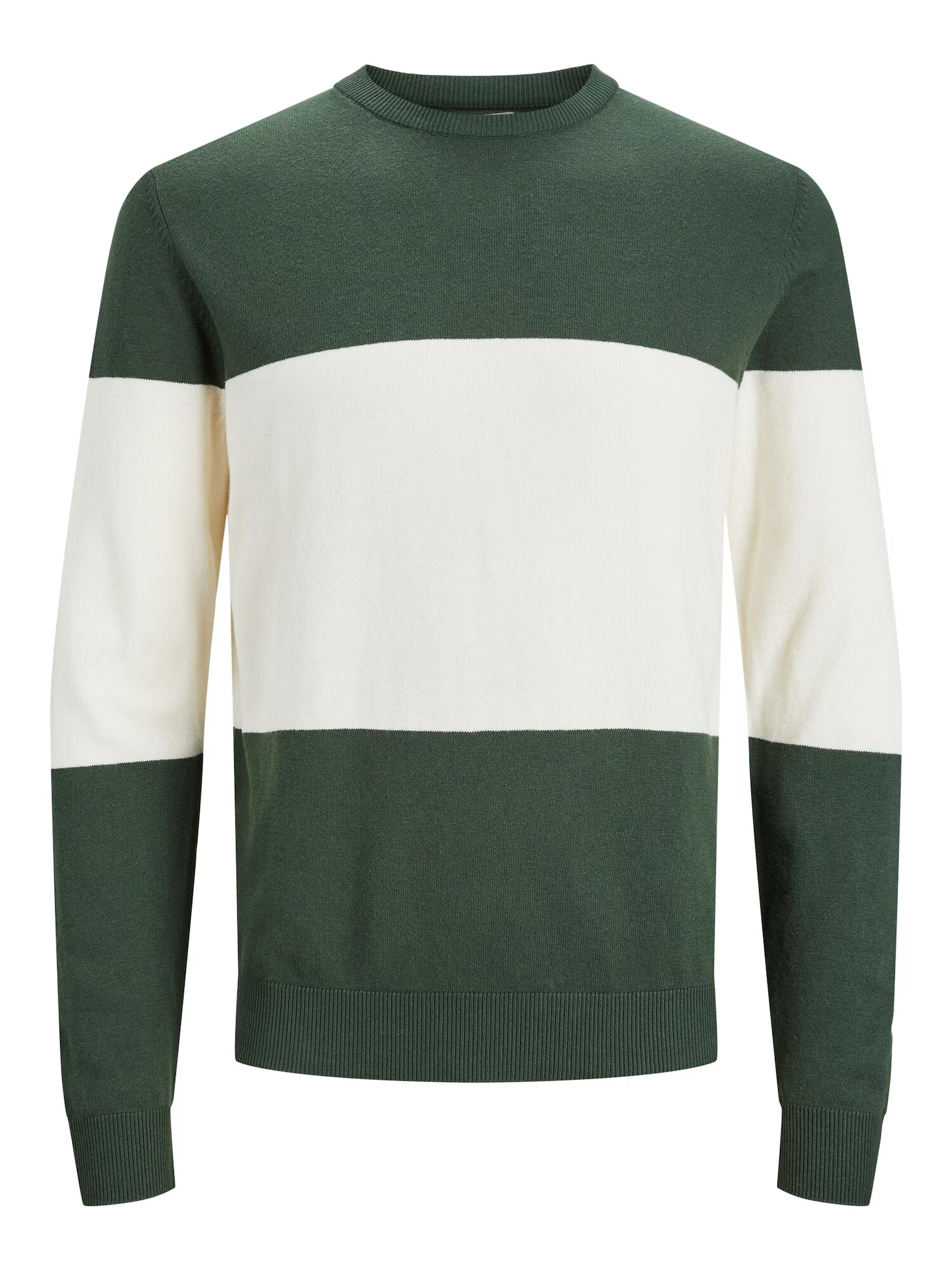 JACK & JONES Pulover verde închis / alb - Pled.ro