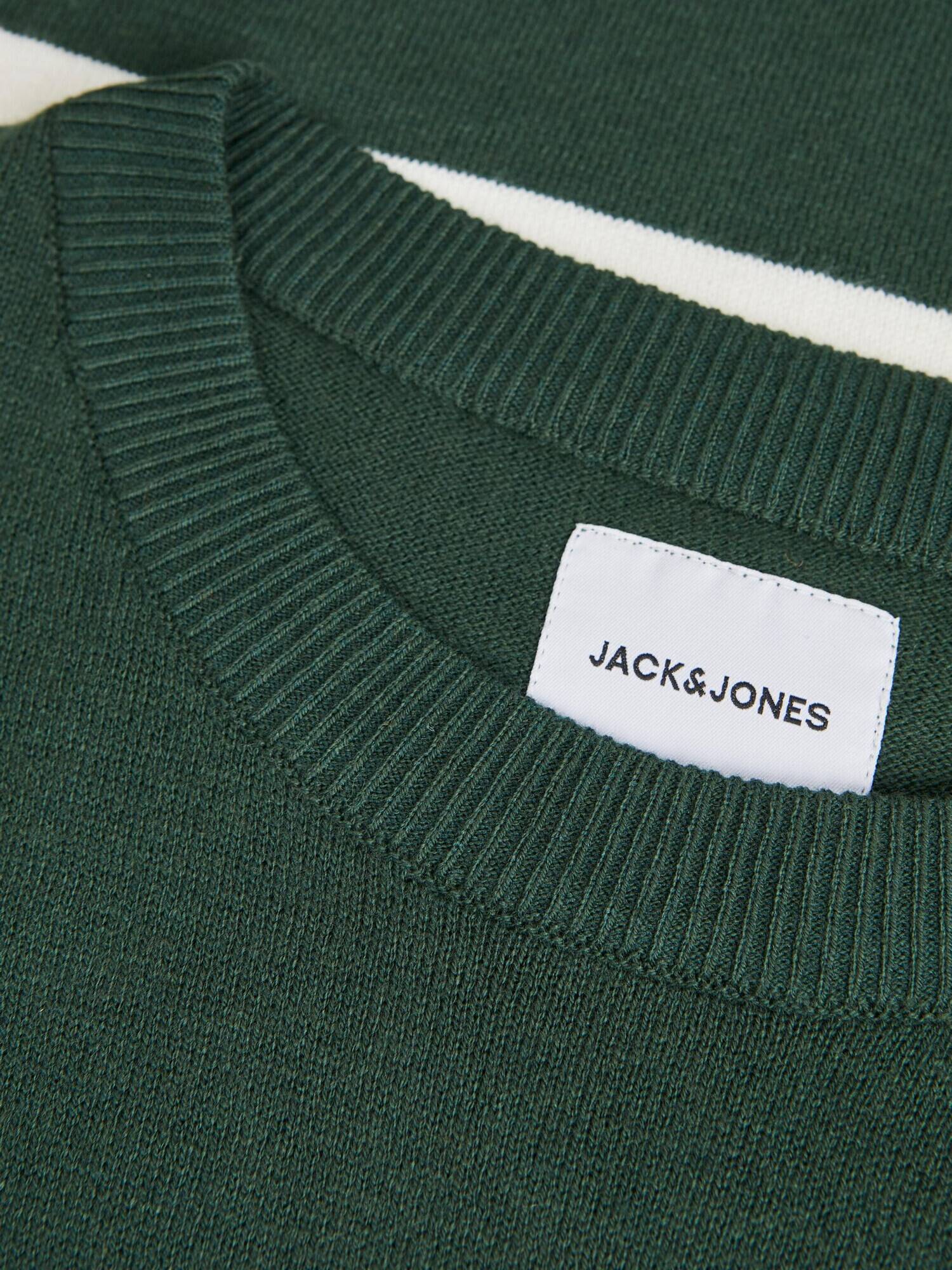 JACK & JONES Pulover verde închis / alb - Pled.ro