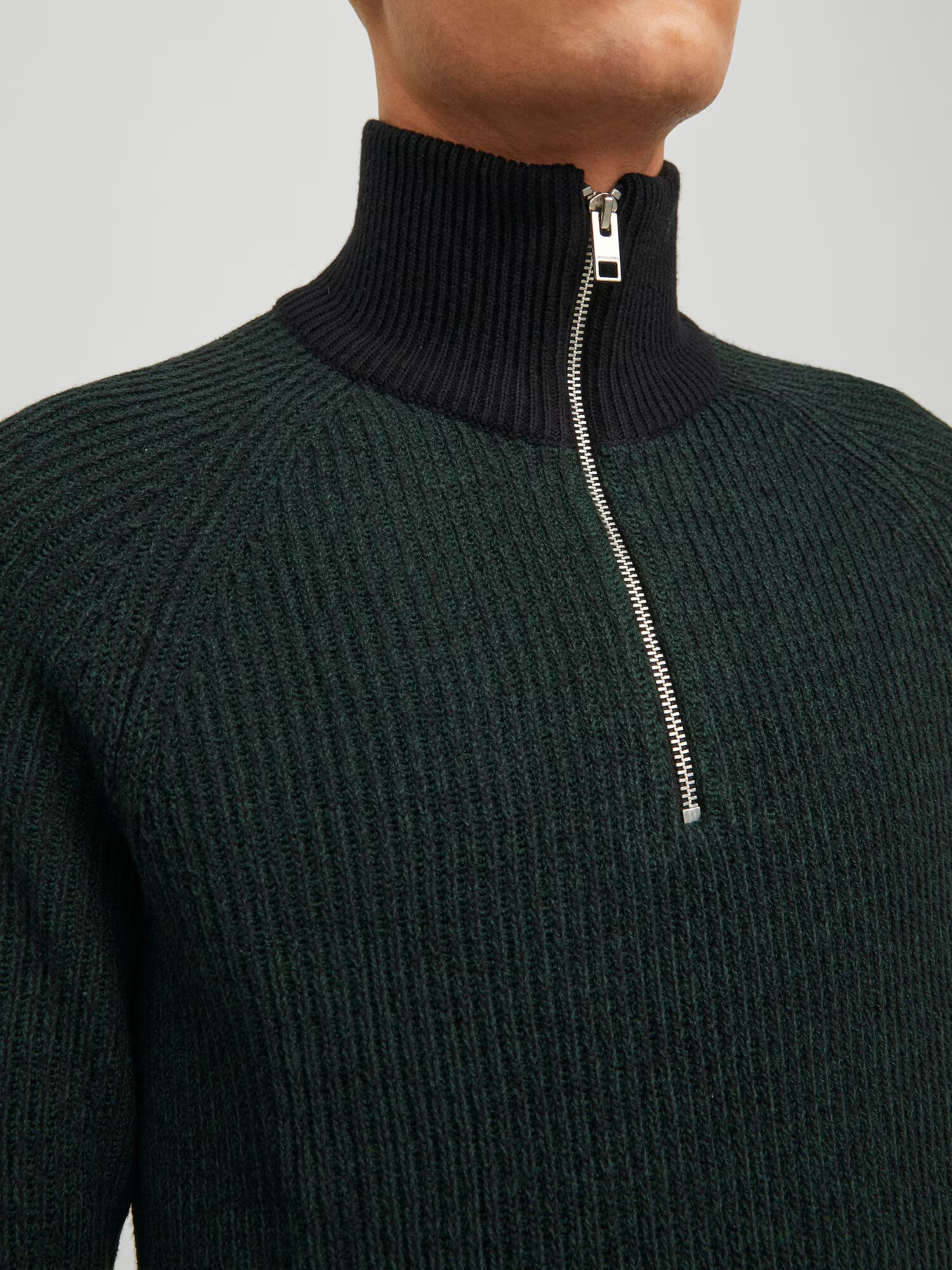 JACK & JONES Pulover verde pin - Pled.ro