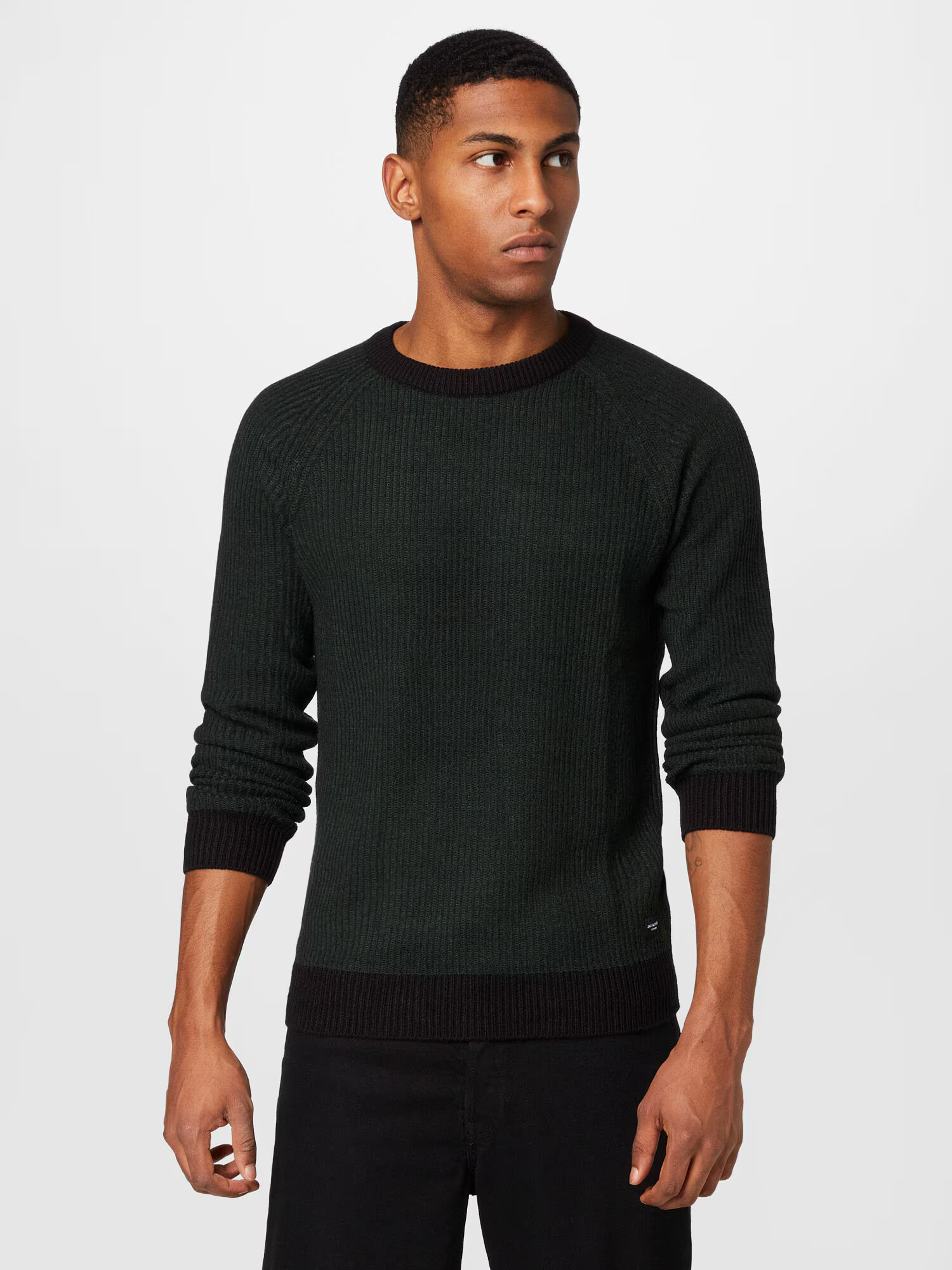 JACK & JONES Pulover verde pin / negru - Pled.ro