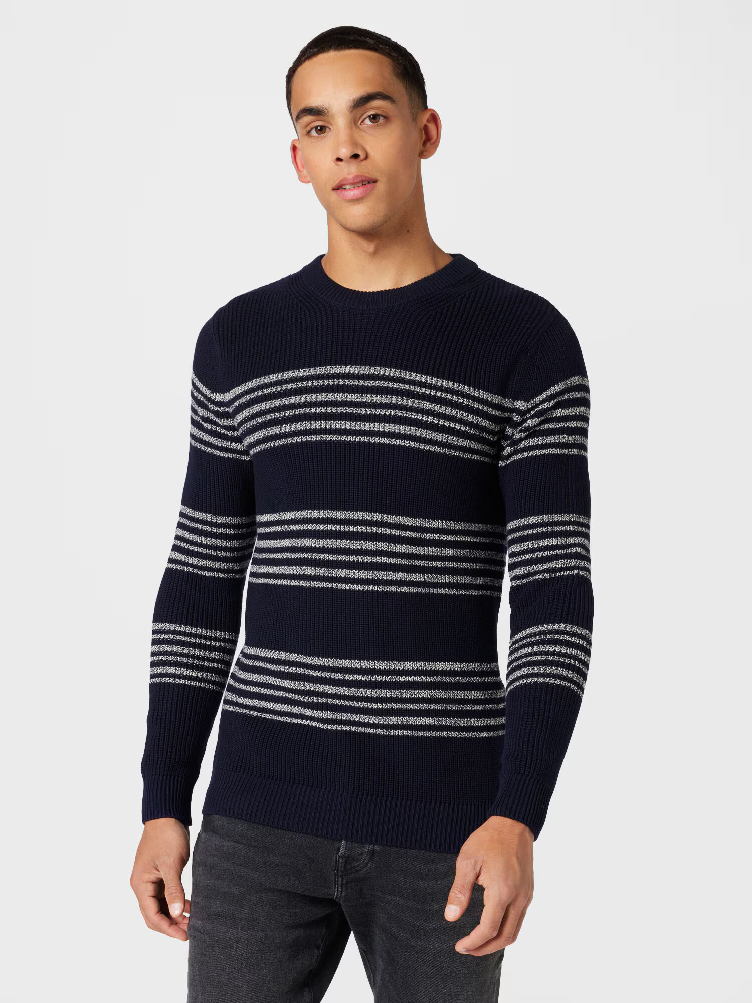 JACK & JONES Pulover 'WILBERT' albastru marin / alb - Pled.ro