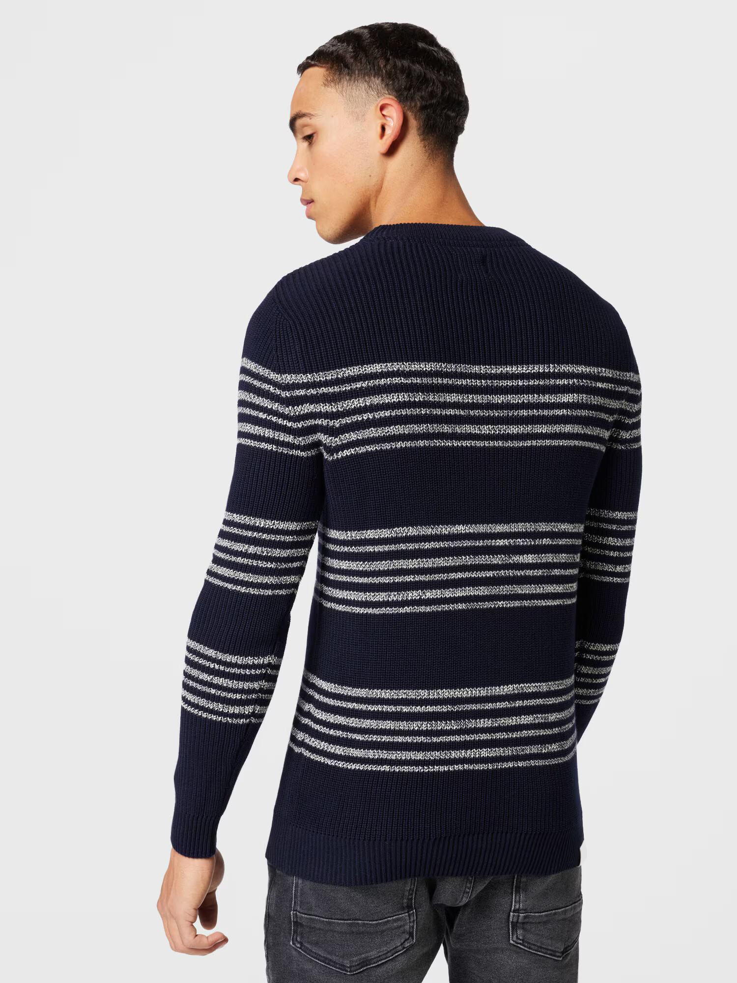 JACK & JONES Pulover 'WILBERT' albastru marin / alb - Pled.ro