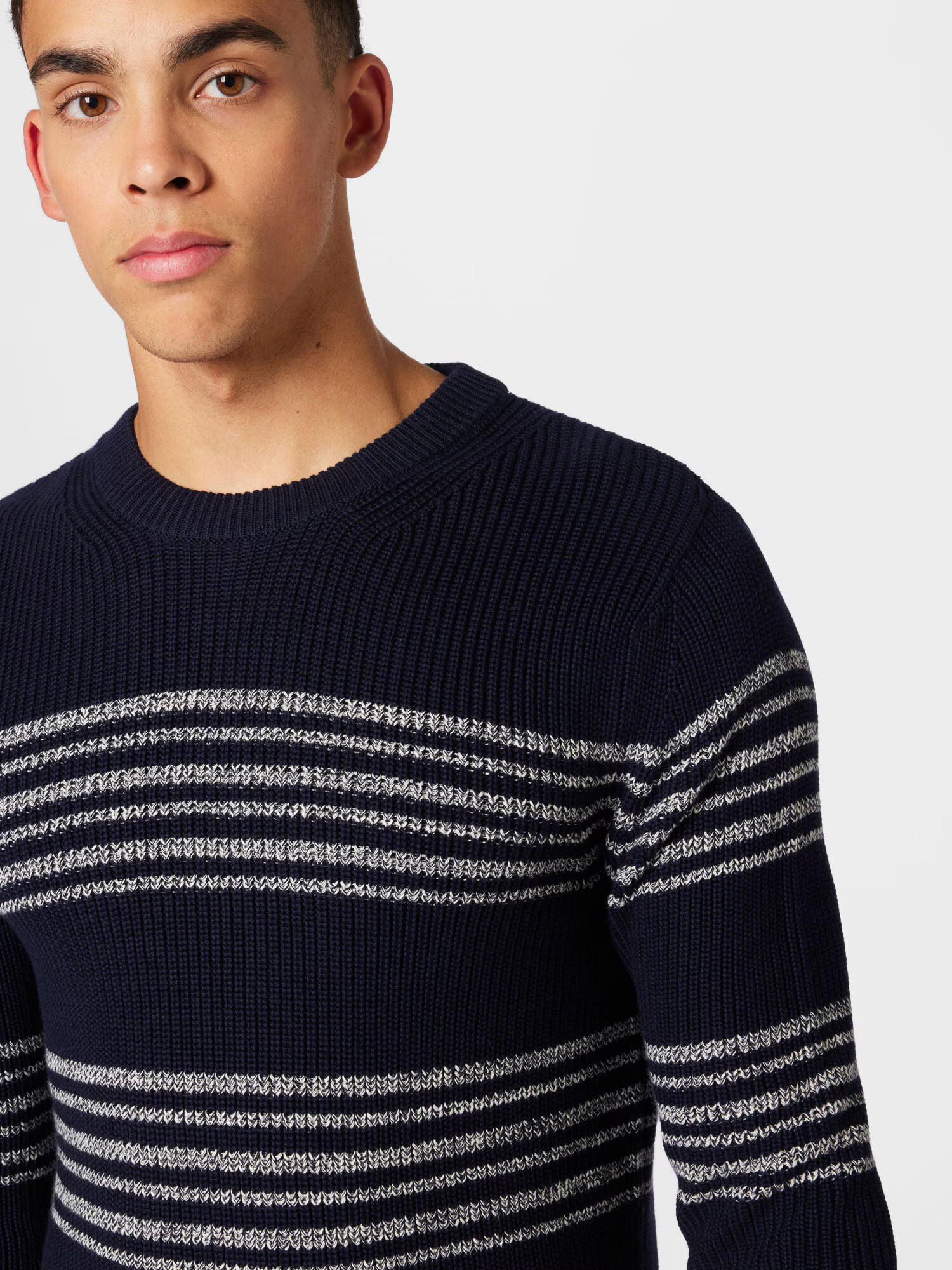 JACK & JONES Pulover 'WILBERT' albastru marin / alb - Pled.ro