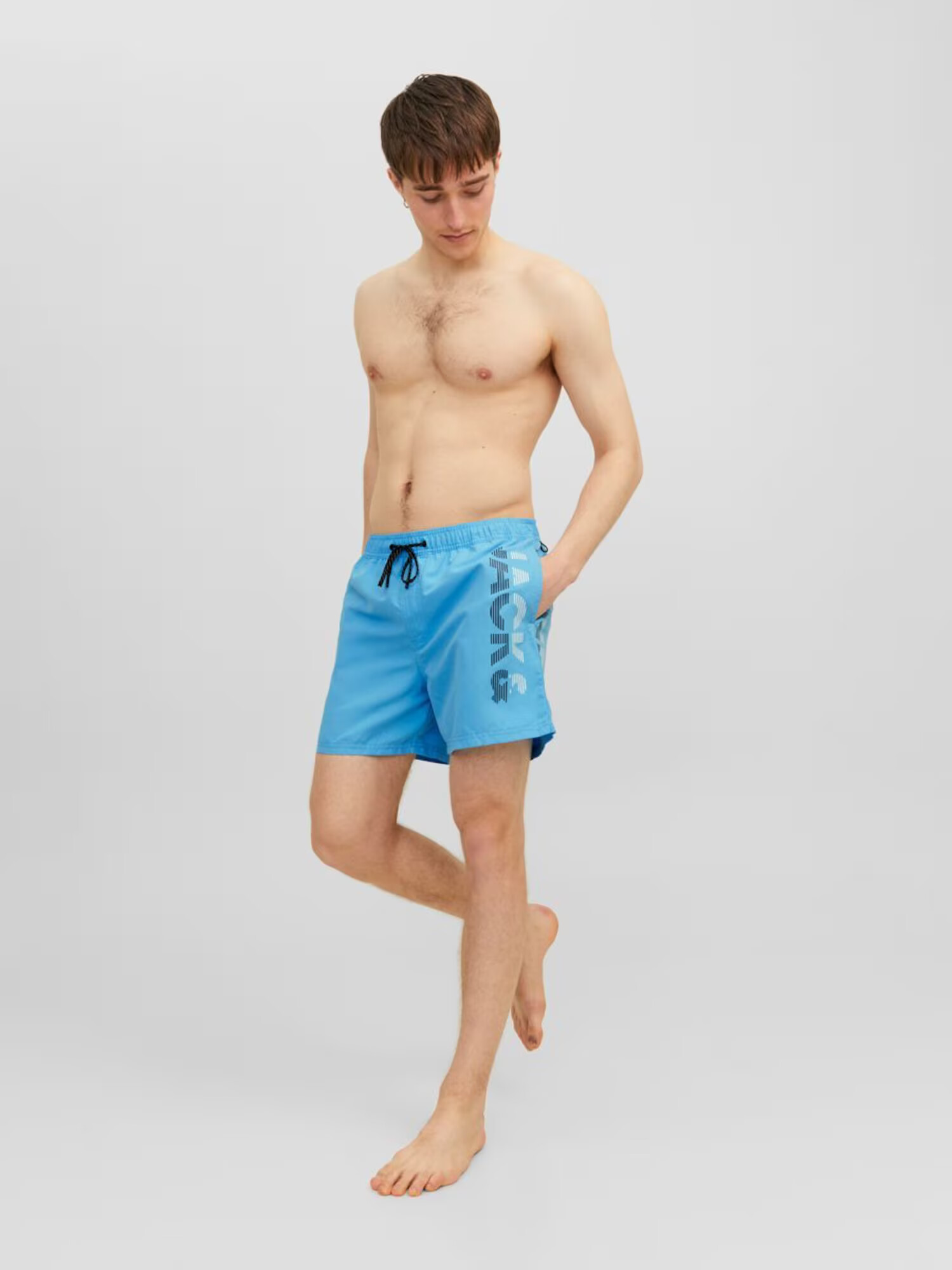 JACK & JONES Șorturi de baie 'Fiji' azur / negru / alb - Pled.ro