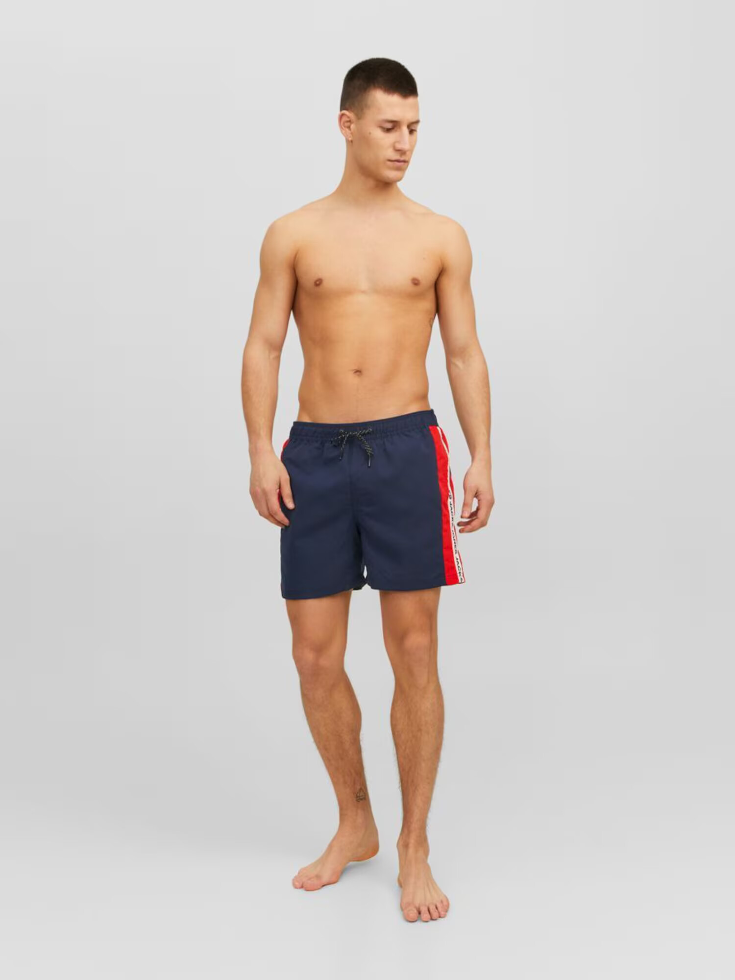 JACK & JONES Șorturi de baie 'Fiji' bleumarin / roșu / alb - Pled.ro