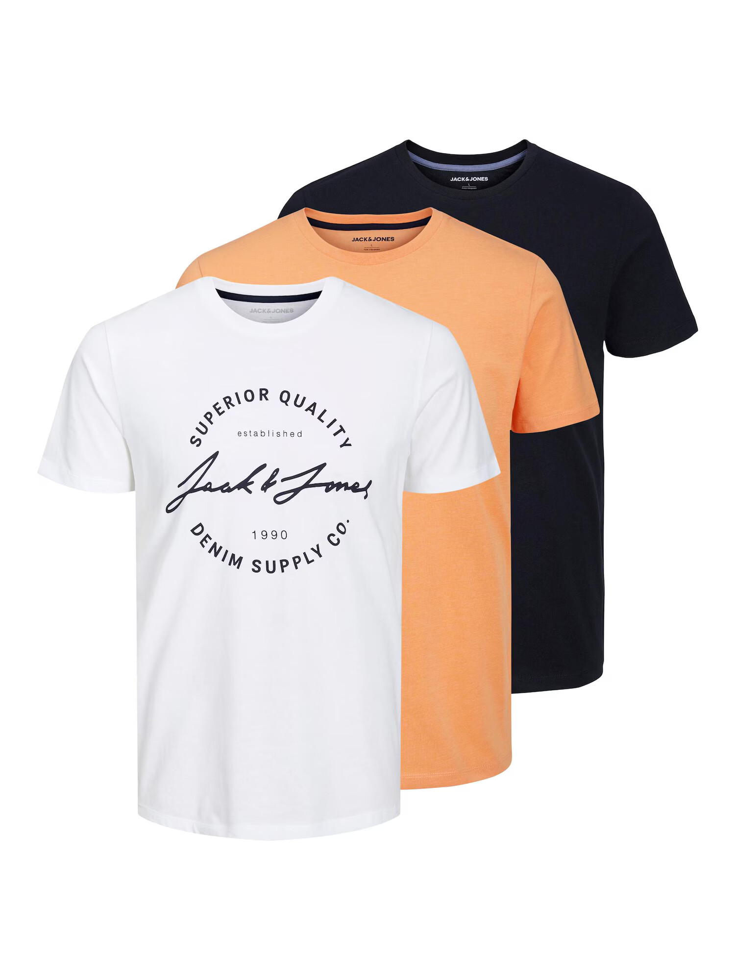 JACK & JONES Tricou 'ACE' portocaliu deschis / negru / alb - Pled.ro