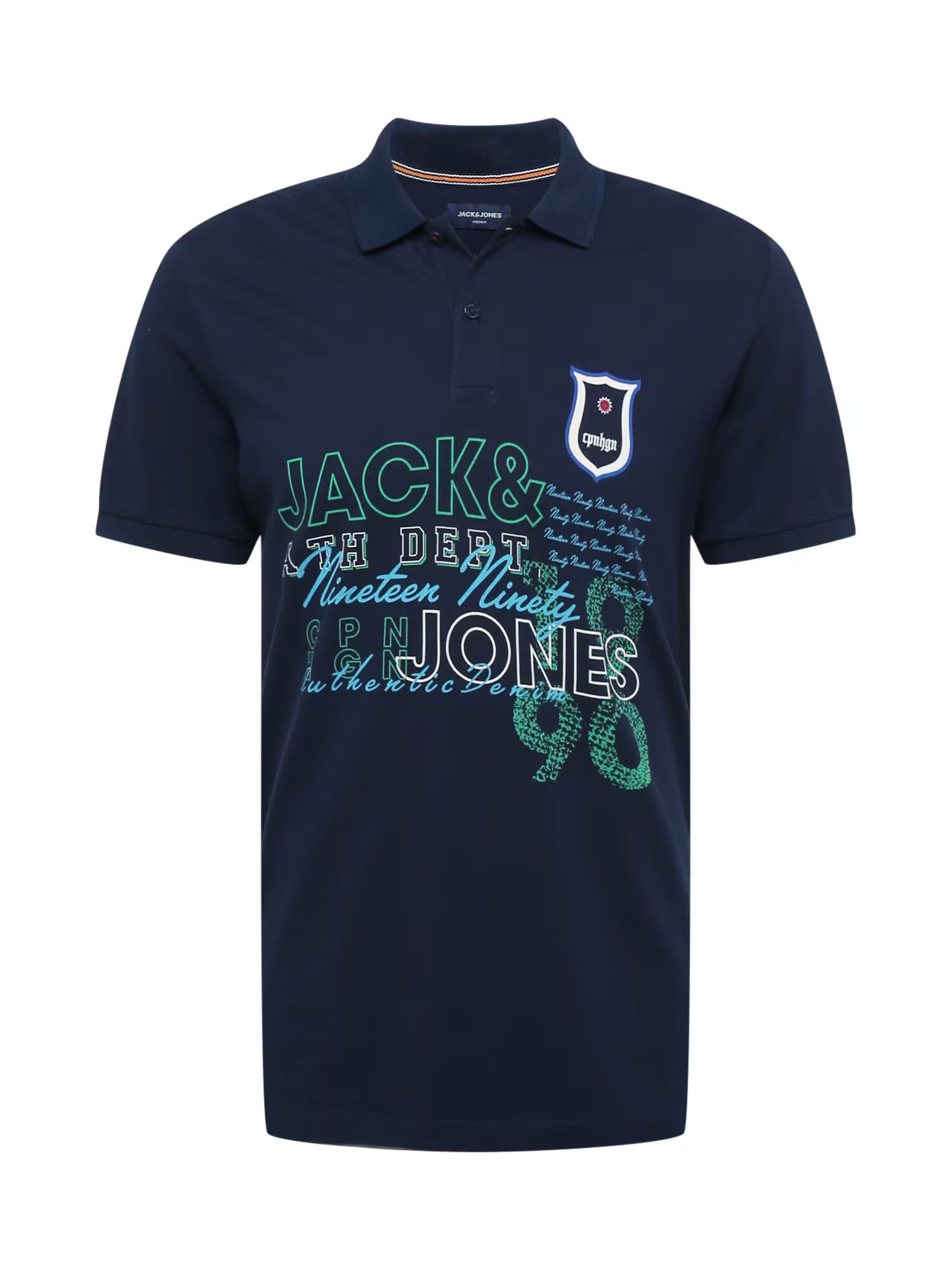 JACK & JONES Tricou albastru noapte / verde limetă / verde jad / alb - Pled.ro