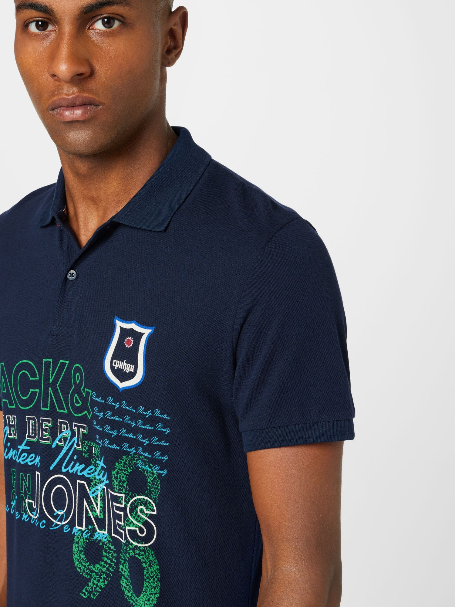 JACK & JONES Tricou albastru noapte / verde limetă / verde jad / alb - Pled.ro