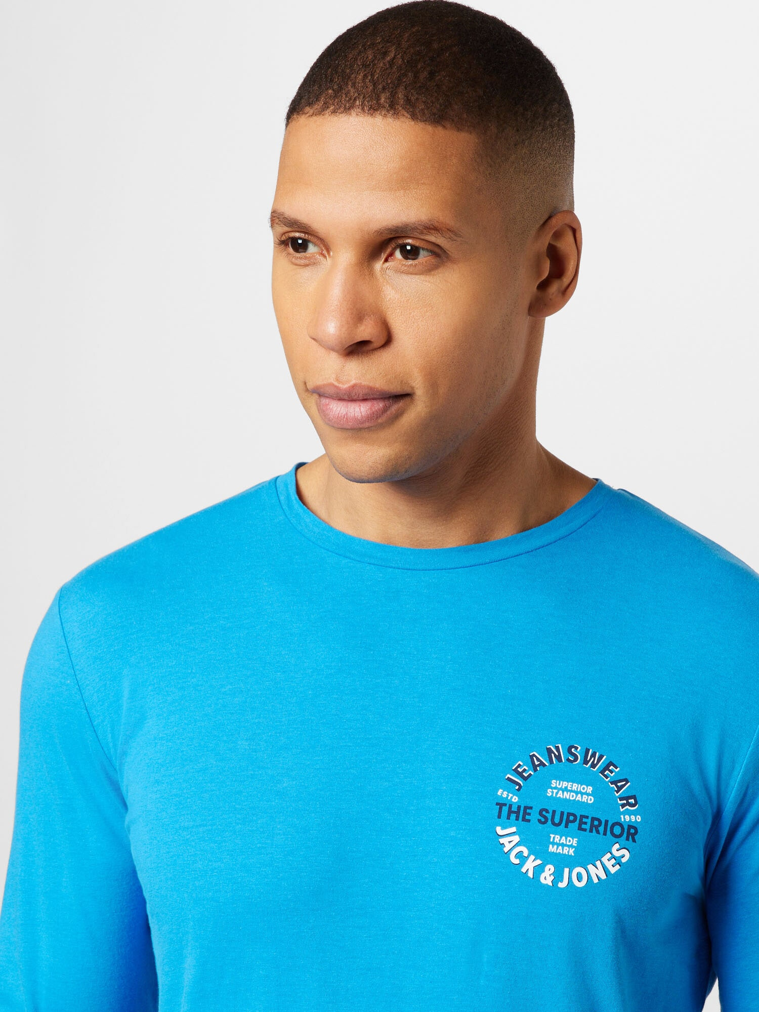 JACK & JONES Tricou 'ANDY' bleumarin / azuriu / alb - Pled.ro