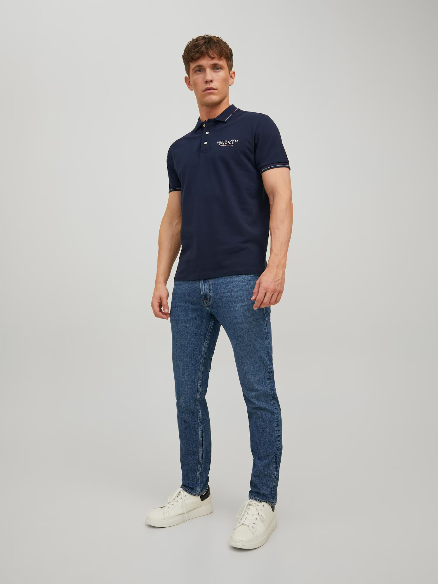 JACK & JONES Tricou 'Archie' bleumarin / alb - Pled.ro