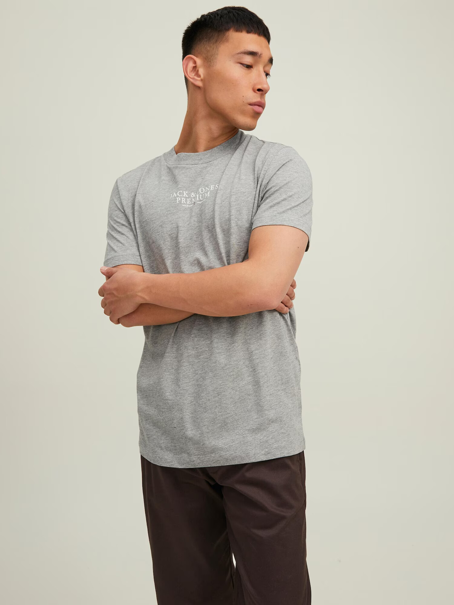 JACK & JONES Tricou 'Archie' gri amestecat / roșu / alb - Pled.ro