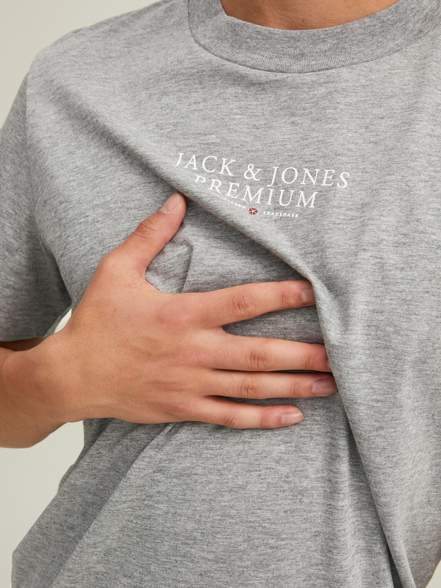 JACK & JONES Tricou 'Archie' gri amestecat / roșu / alb - Pled.ro