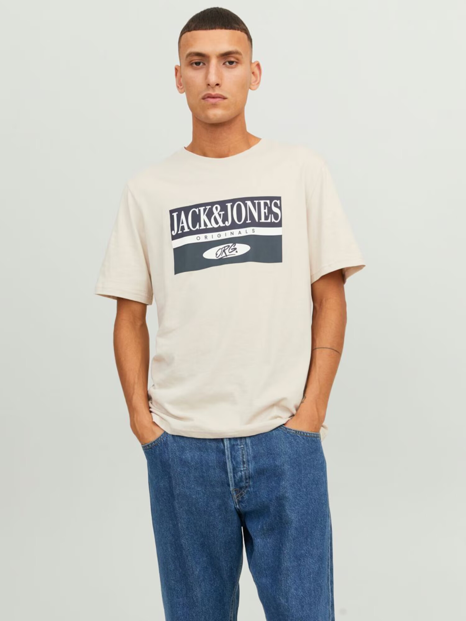 JACK & JONES Tricou 'ARTHUR' bej / negru - Pled.ro