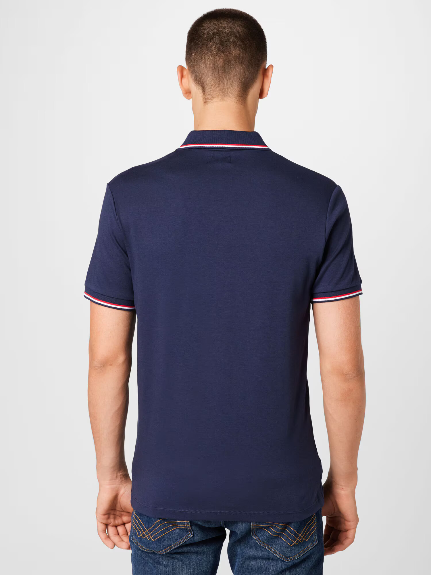 JACK & JONES Tricou 'ASTON' bleumarin / roșu intens / alb - Pled.ro