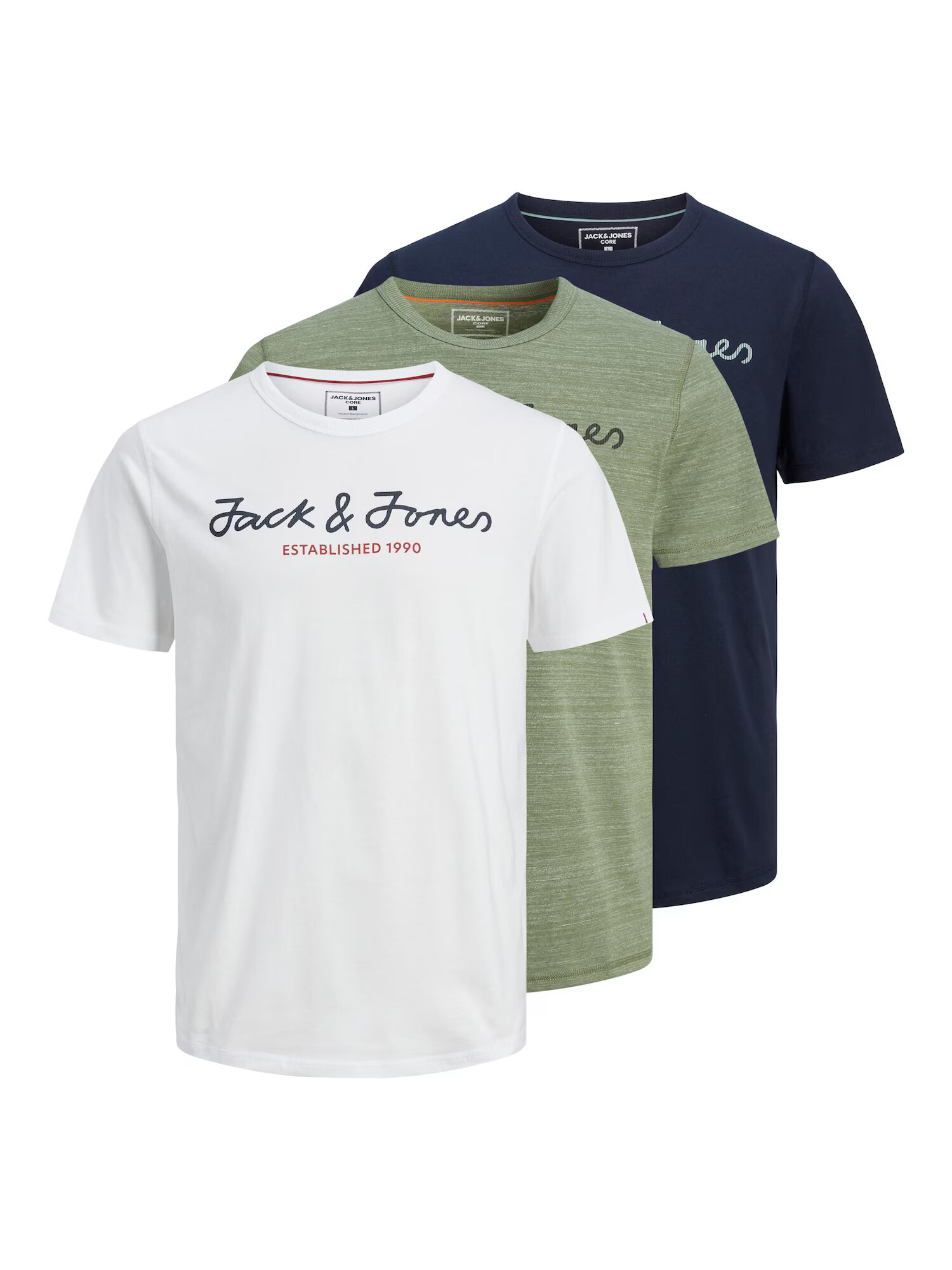 JACK & JONES Tricou 'Berg' bleumarin / oliv / alb - Pled.ro