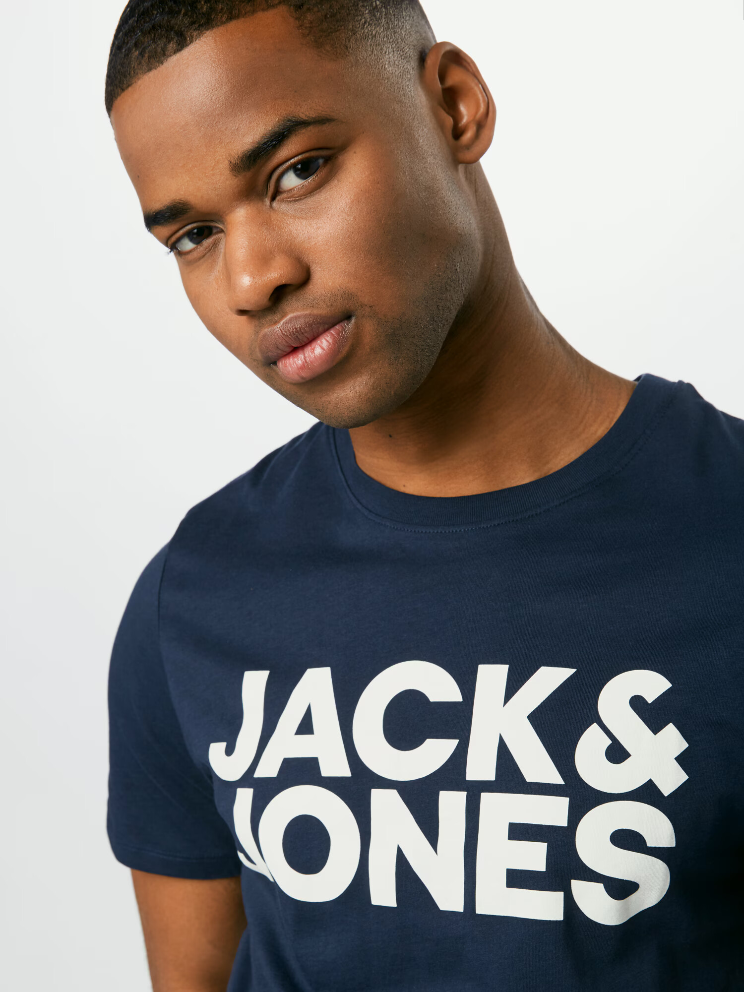 JACK & JONES Tricou albastru închis / alb - Pled.ro