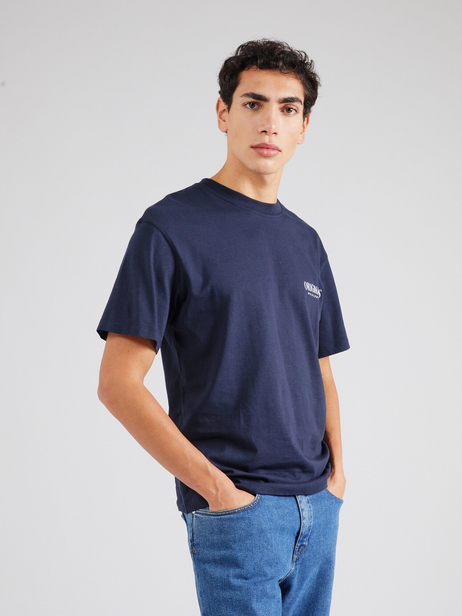 JACK & JONES Tricou bleumarin / alb - Pled.ro