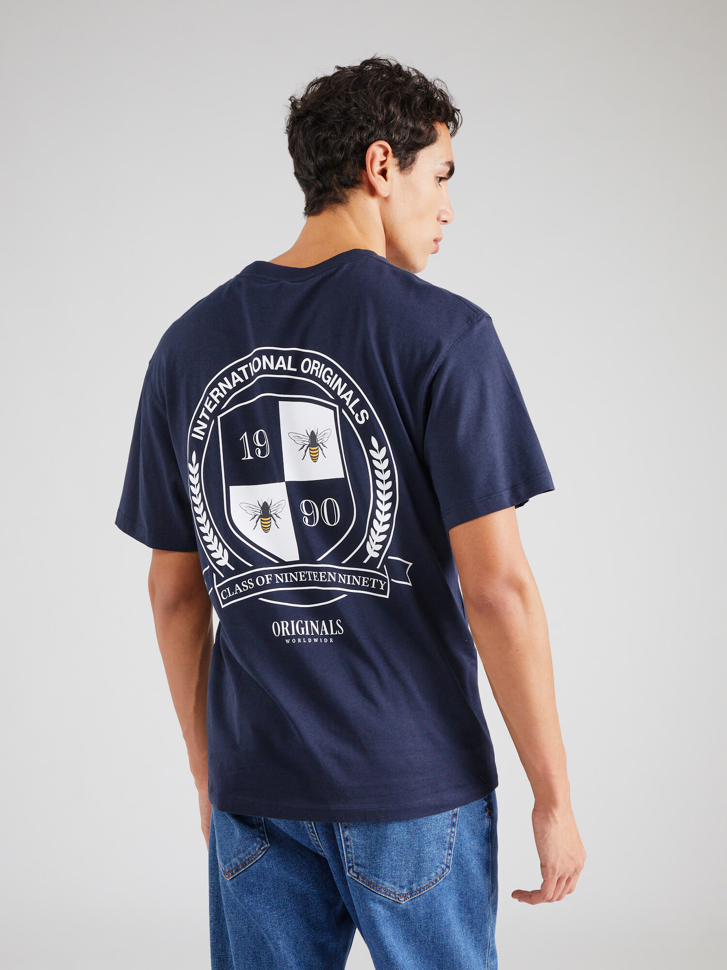 JACK & JONES Tricou bleumarin / alb - Pled.ro