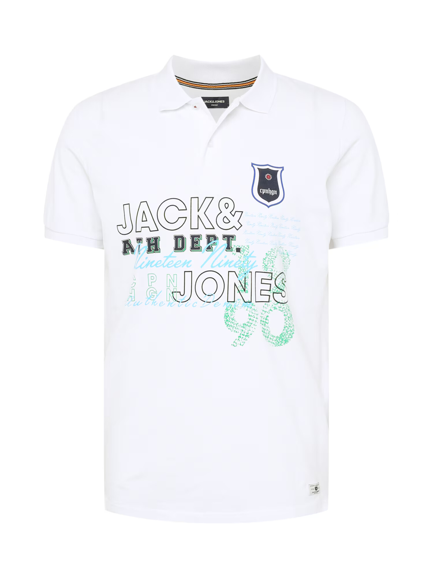 JACK & JONES Tricou bleumarin / albastru deschis / verde jad / alb - Pled.ro