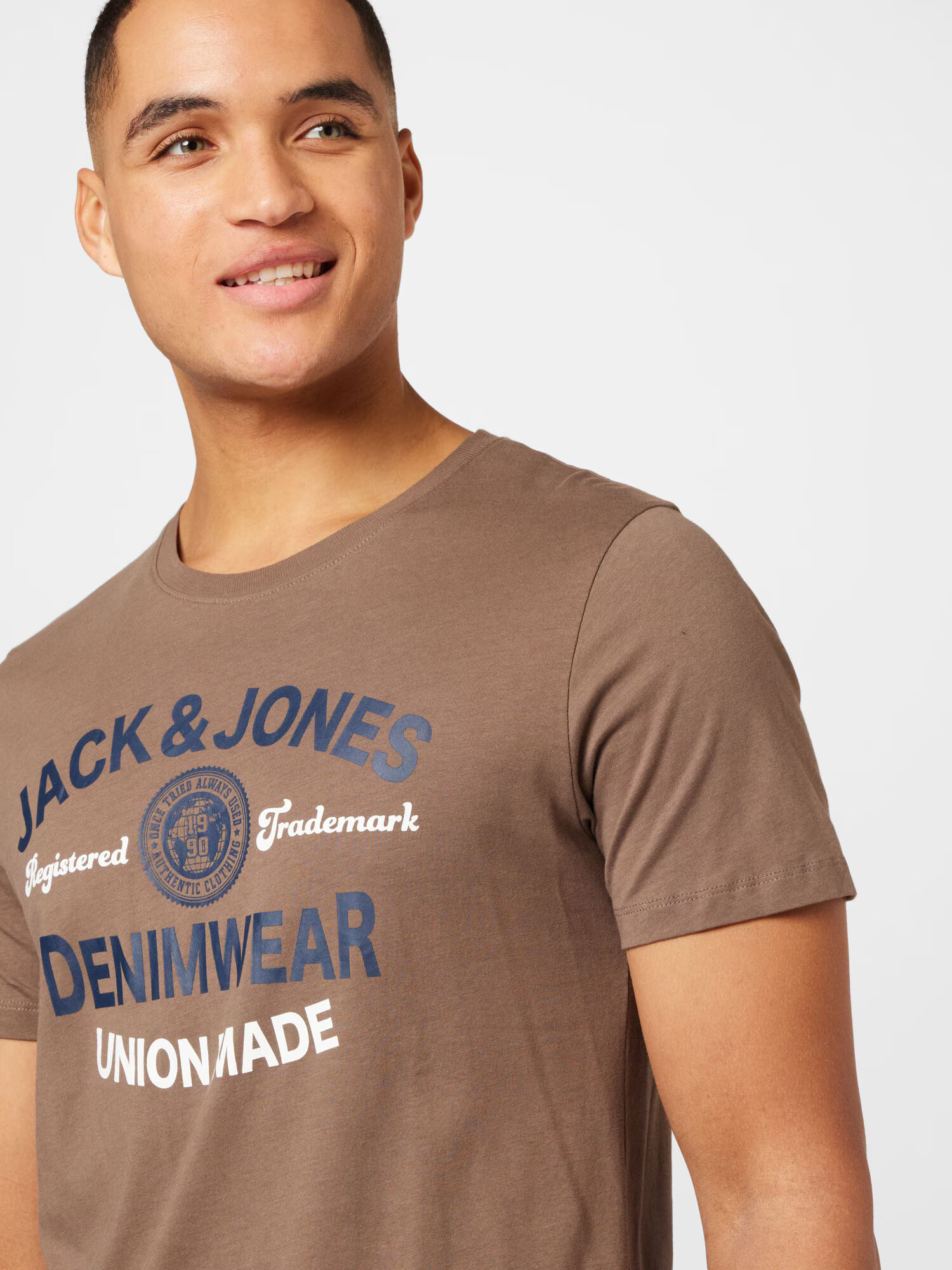 JACK & JONES Tricou bleumarin / maro / alb - Pled.ro