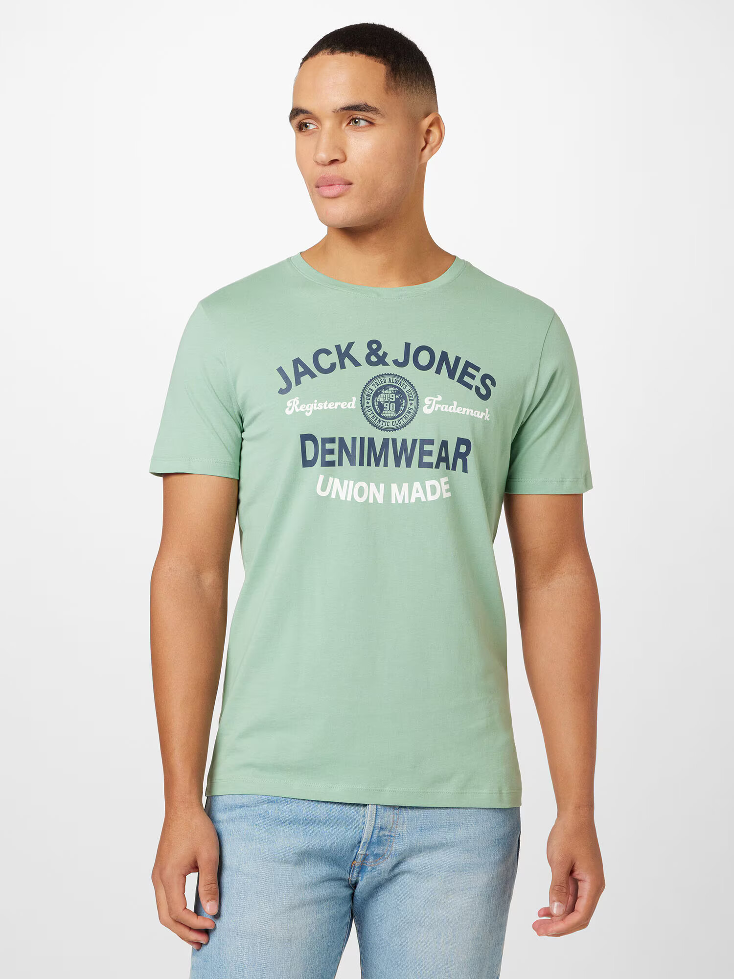 JACK & JONES Tricou bleumarin / verde mentă / alb - Pled.ro