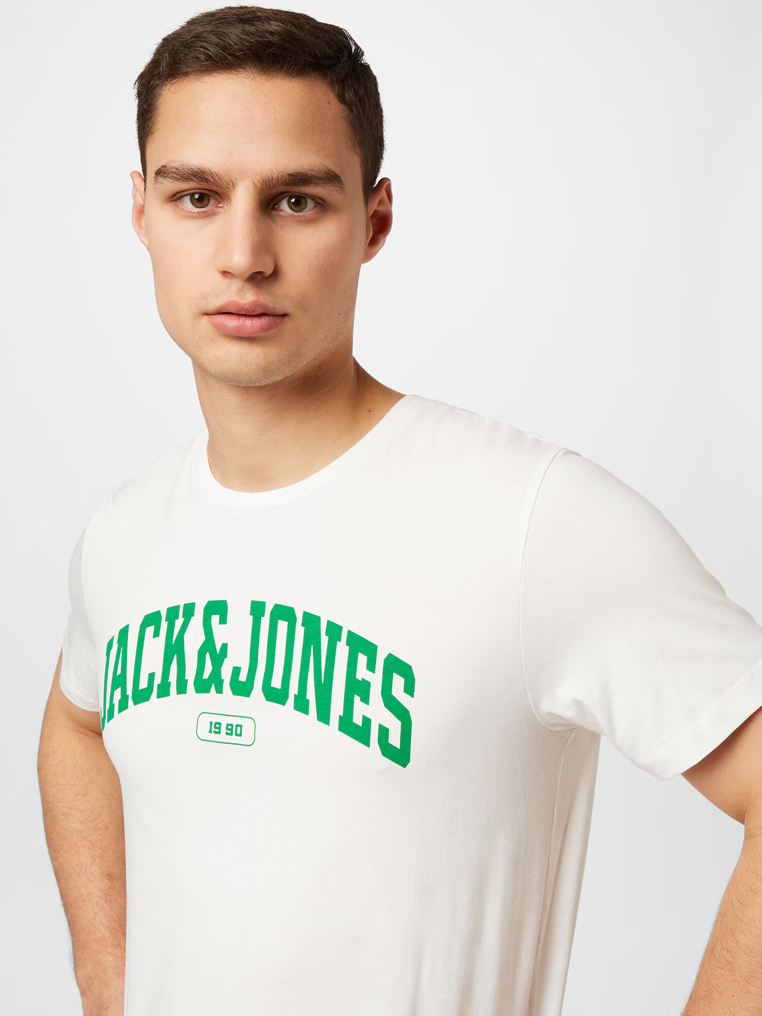 JACK & JONES Tricou 'BLUBOOSTER' verde / alb - Pled.ro