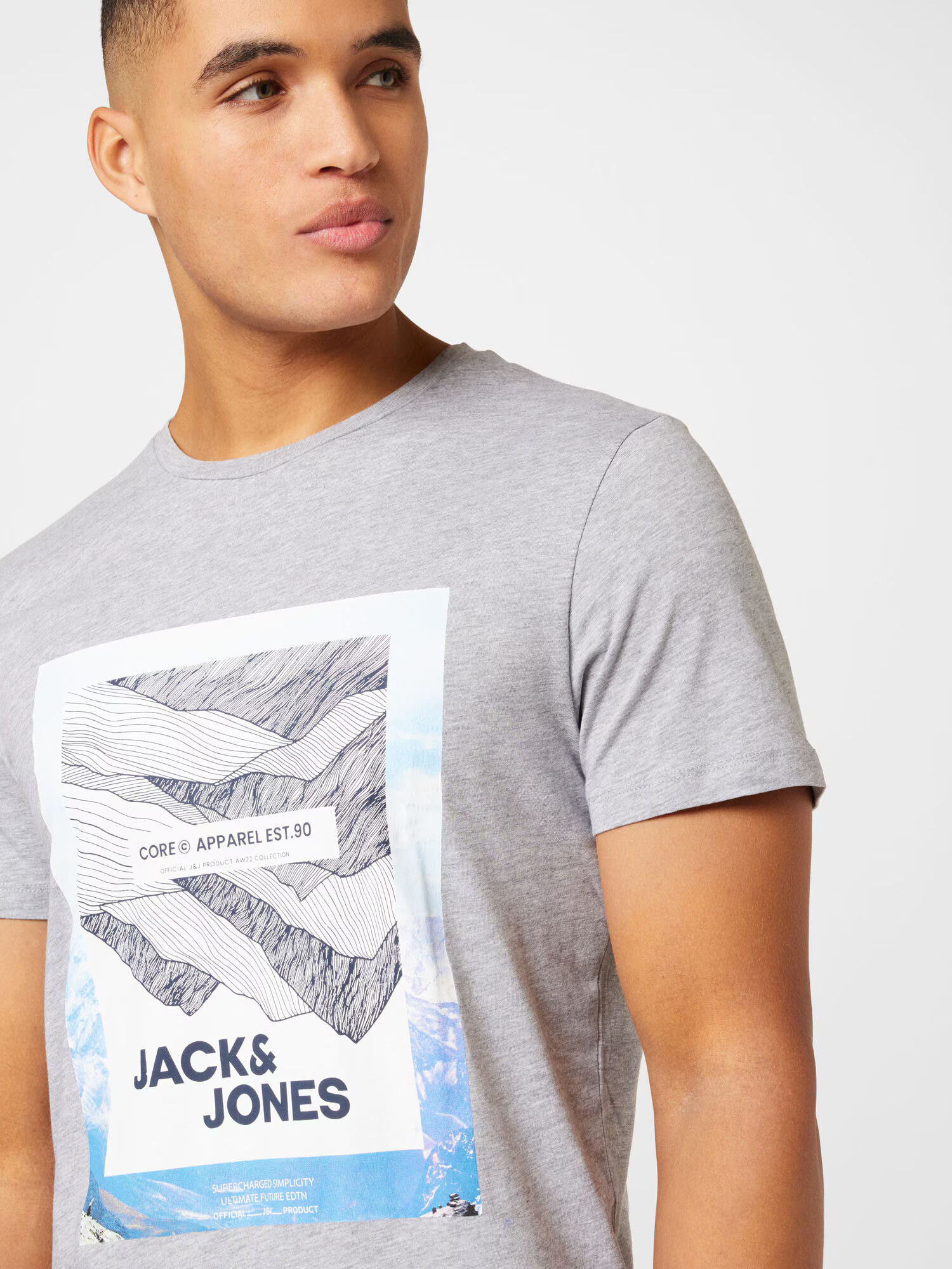 JACK & JONES Tricou 'BOOSTER' albastru deschis / gri deschis / negru / alb - Pled.ro