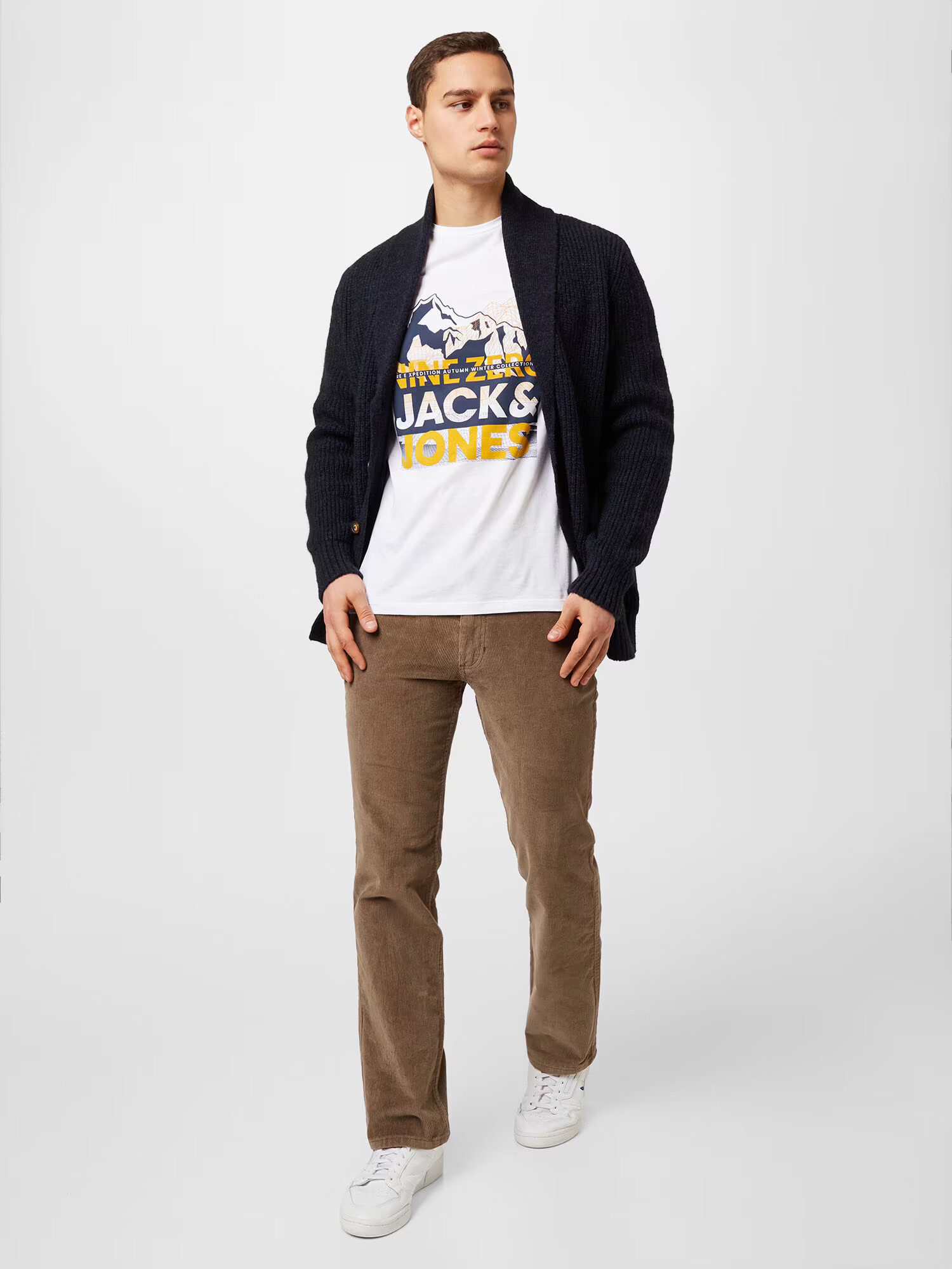 JACK & JONES Tricou 'BOOSTER' bleumarin / galben deschis / alb - Pled.ro