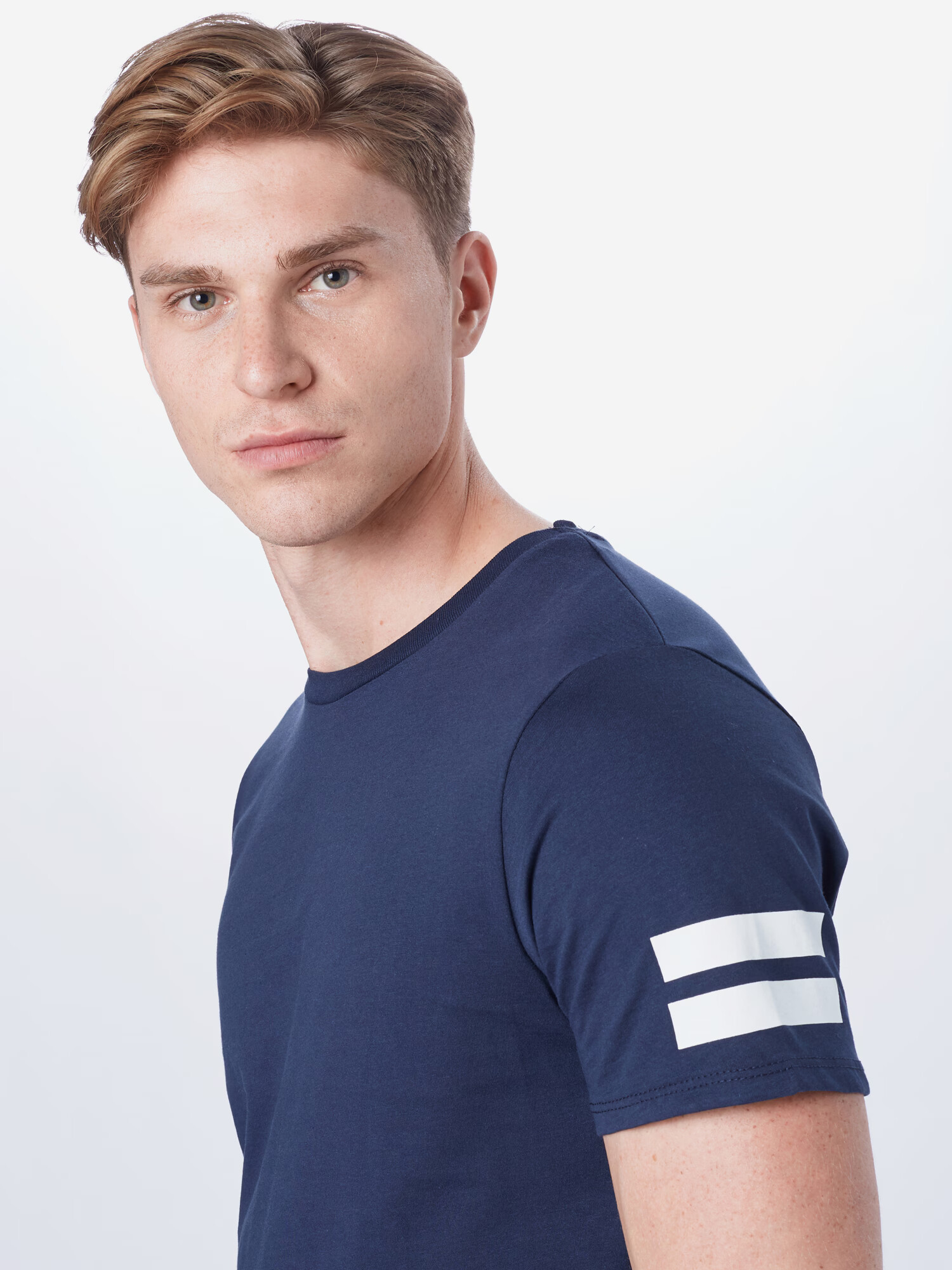 JACK & JONES Tricou 'BORO' albastru închis / alb - Pled.ro